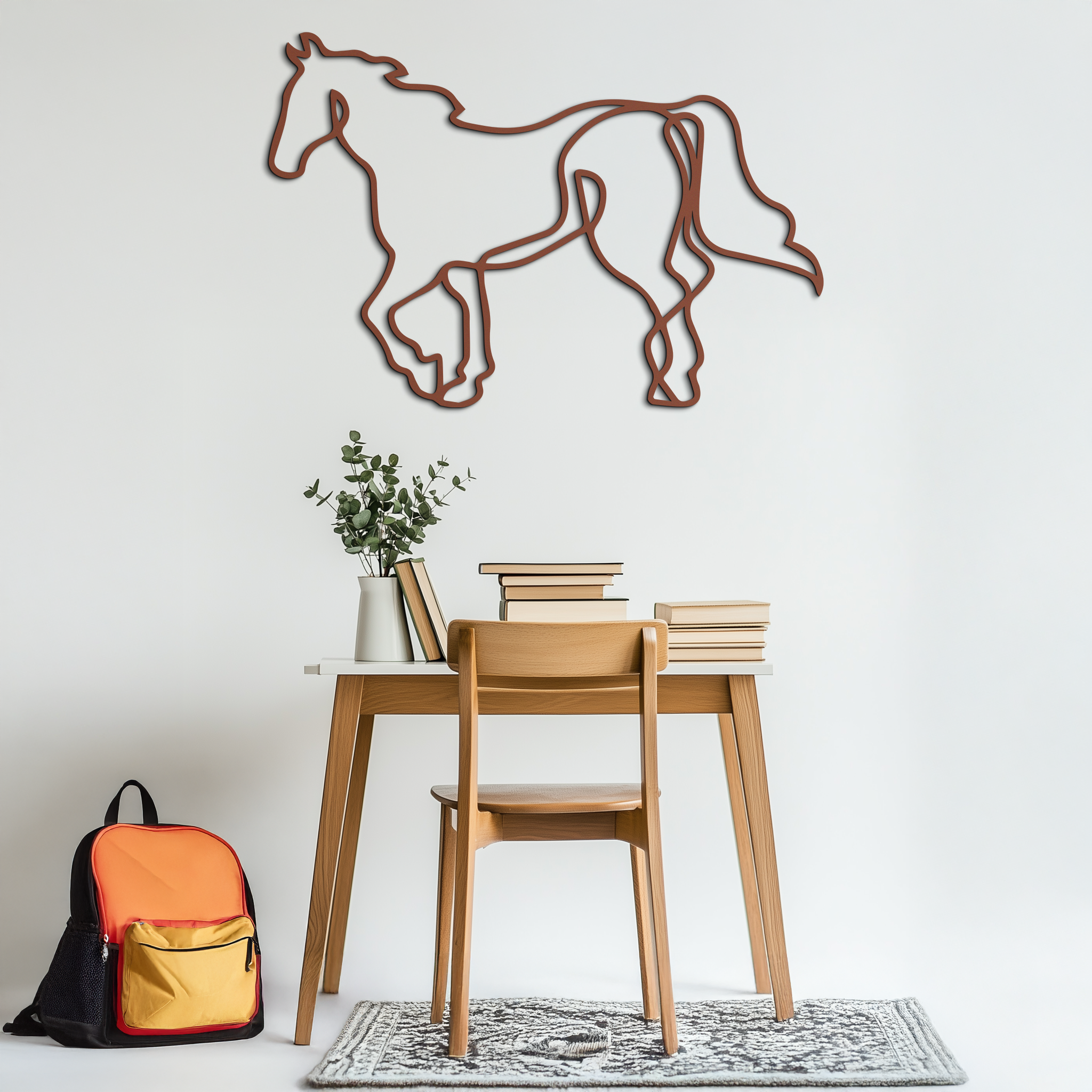 Image of Abstract Horse Metal Wall Art - Minimalist Steel Horse Silhouette - KAF121
