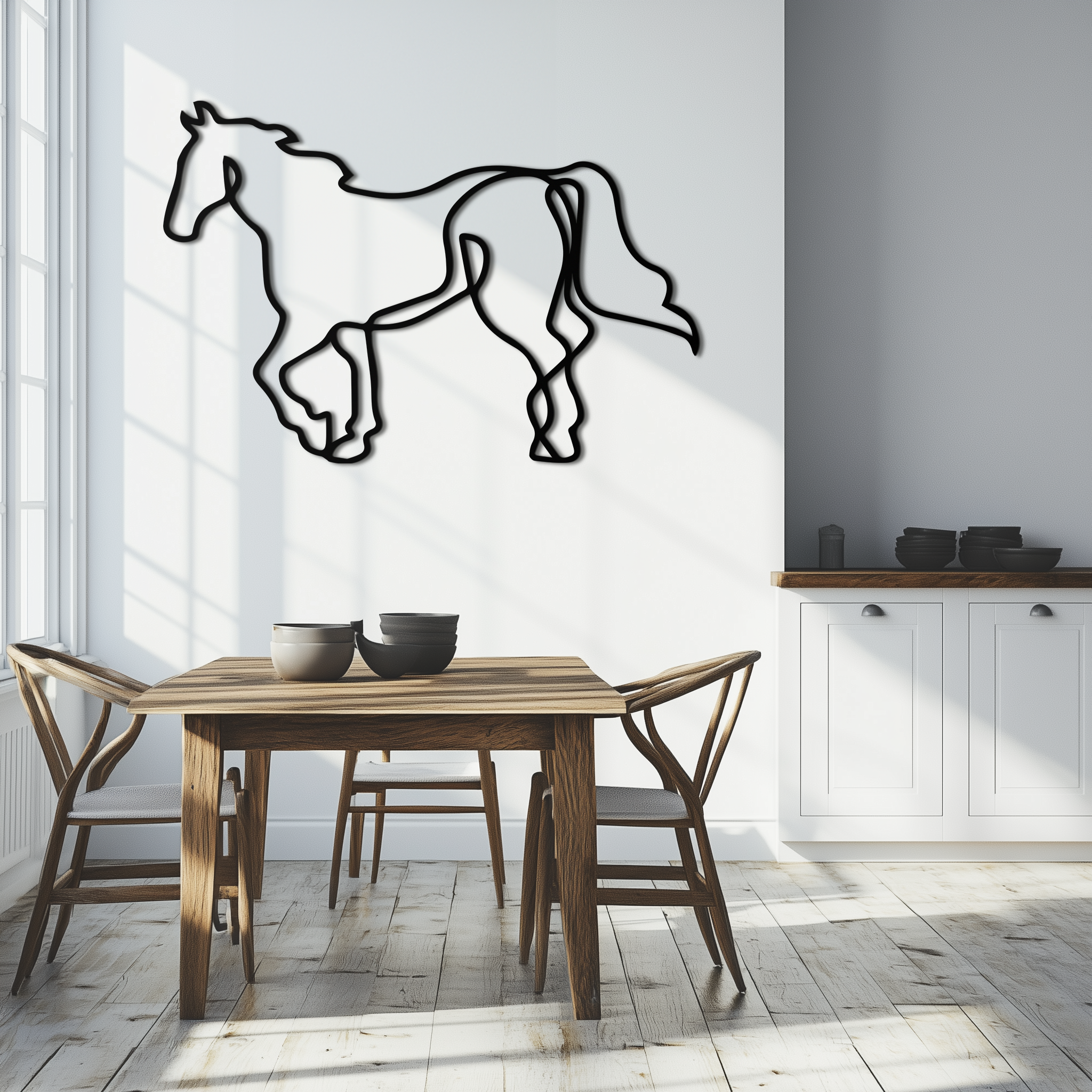 Abstract Horse Metal Wall Art - Minimalist Steel Horse Silhouette - KAF121