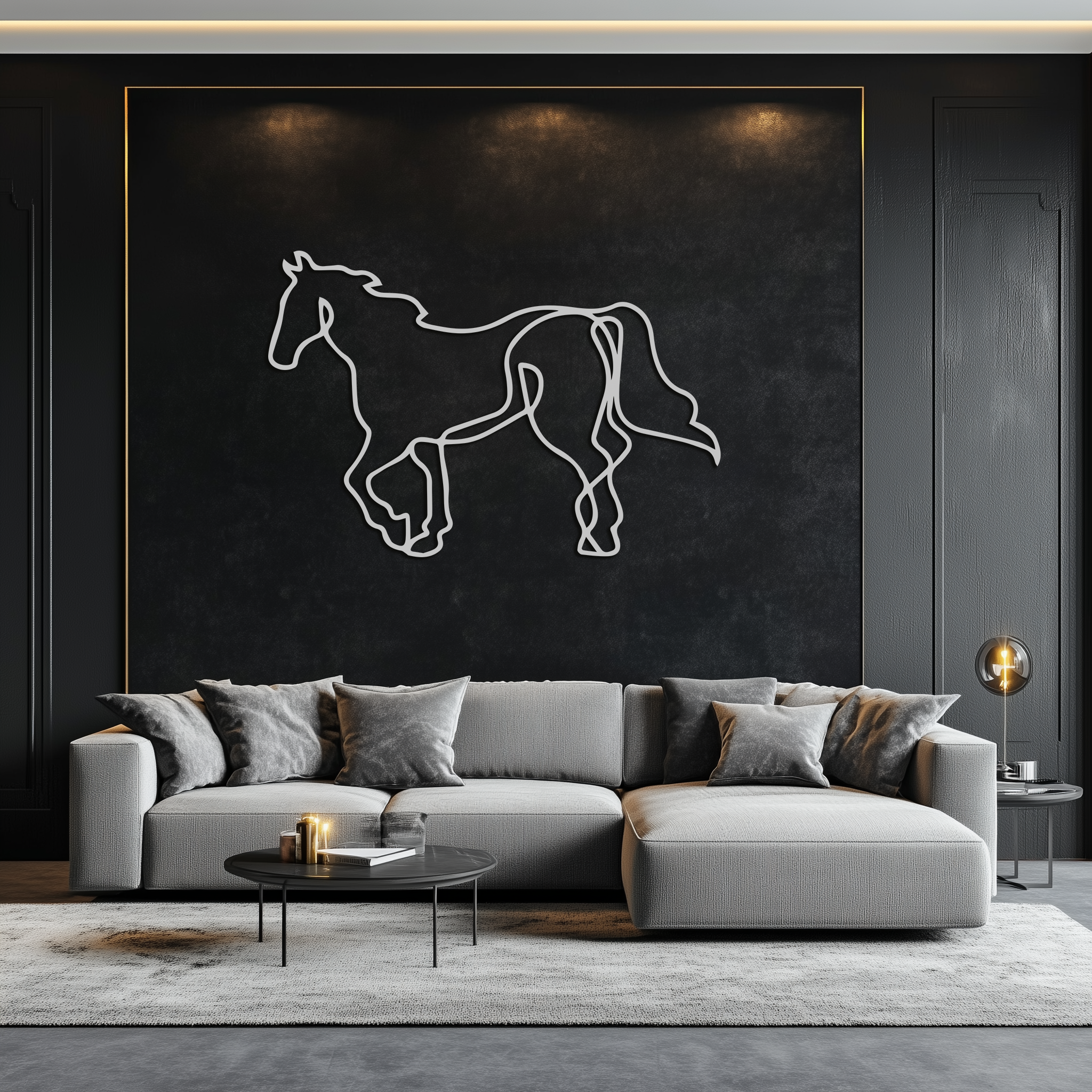 Image of Abstract Horse Metal Wall Art - Minimalist Steel Horse Silhouette - KAF121