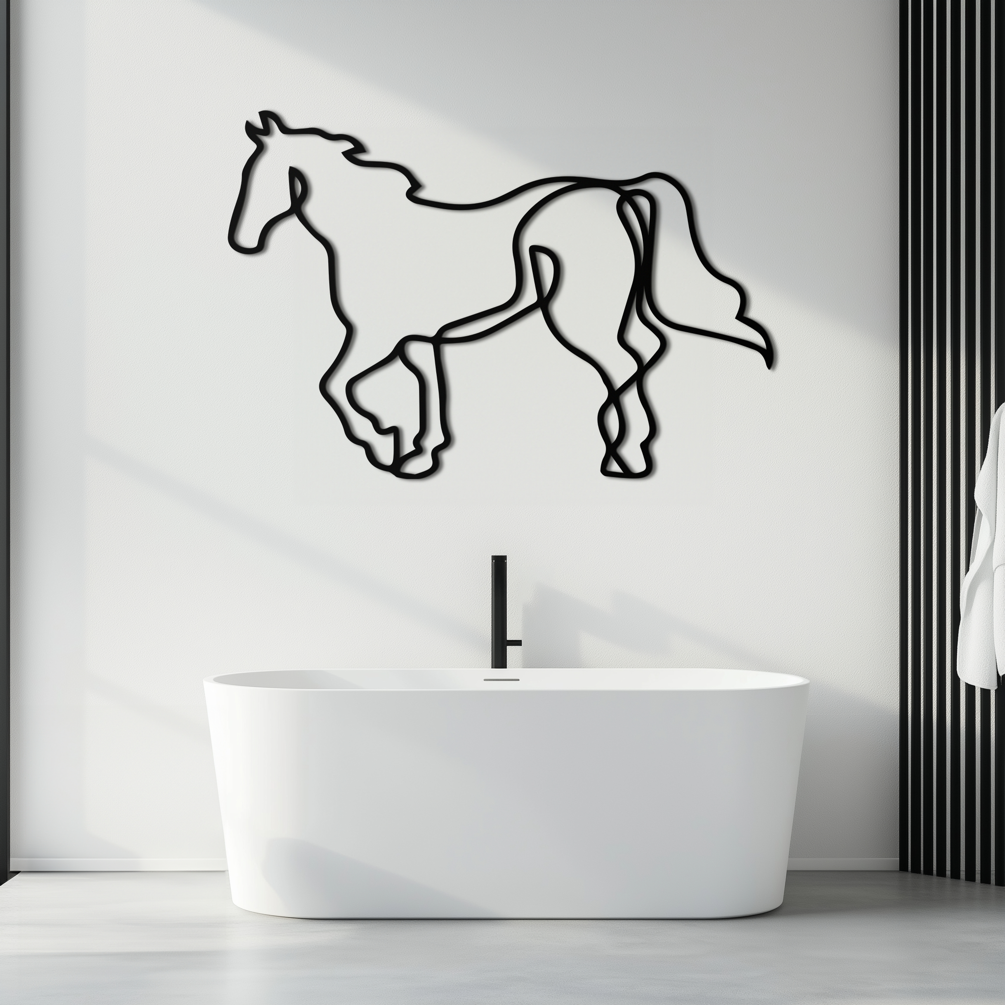 Image of Abstract Horse Metal Wall Art - Minimalist Steel Horse Silhouette - KAF121