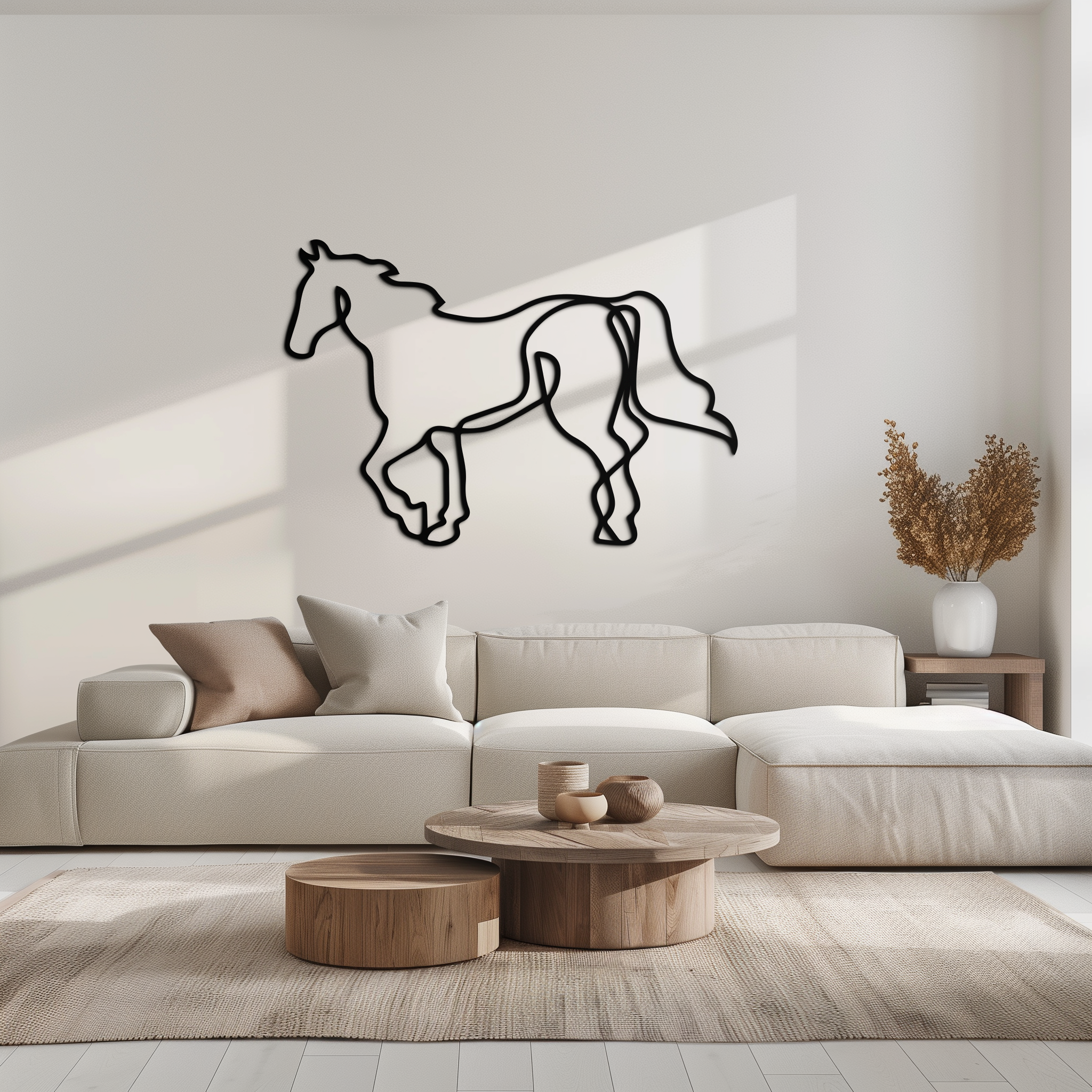 Image of Abstract Horse Metal Wall Art - Minimalist Steel Horse Silhouette - KAF121