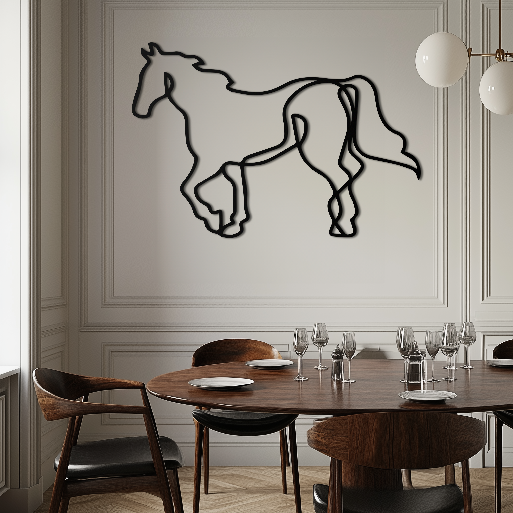 Image of Abstract Horse Metal Wall Art - Minimalist Steel Horse Silhouette - KAF121