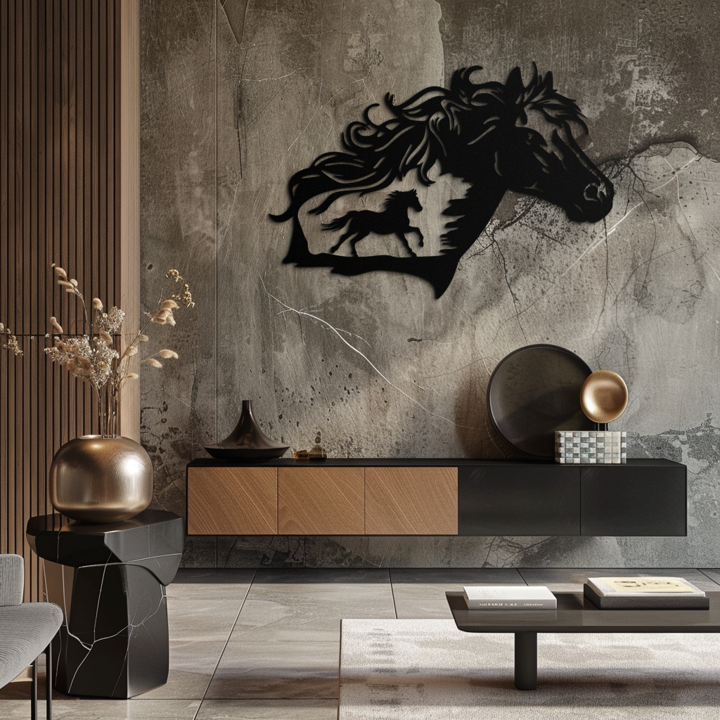 Image of Horse Silhouette Metal Wall Art – Modern & Stylish - KAF137