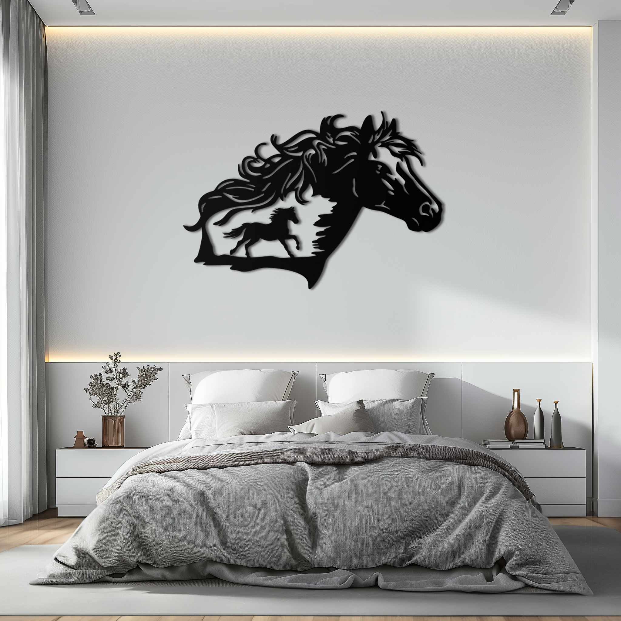 Image of Horse Silhouette Metal Wall Art – Modern & Stylish - KAF137
