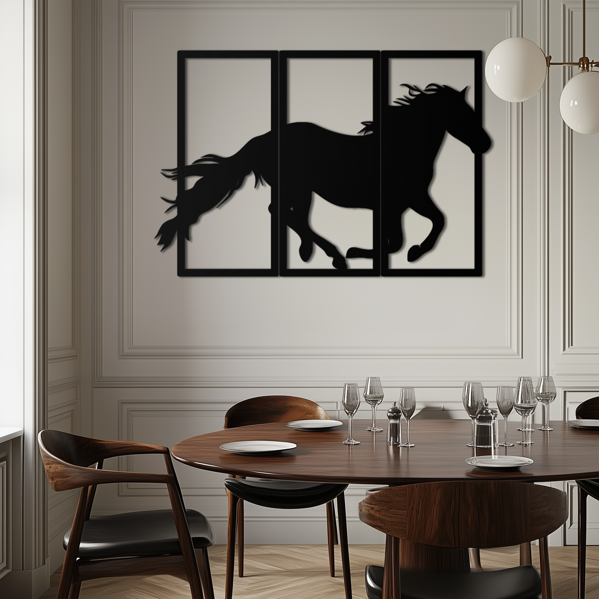 Galloping Horse Metal Wall Art – 3-Panel Western Decor - KAF270