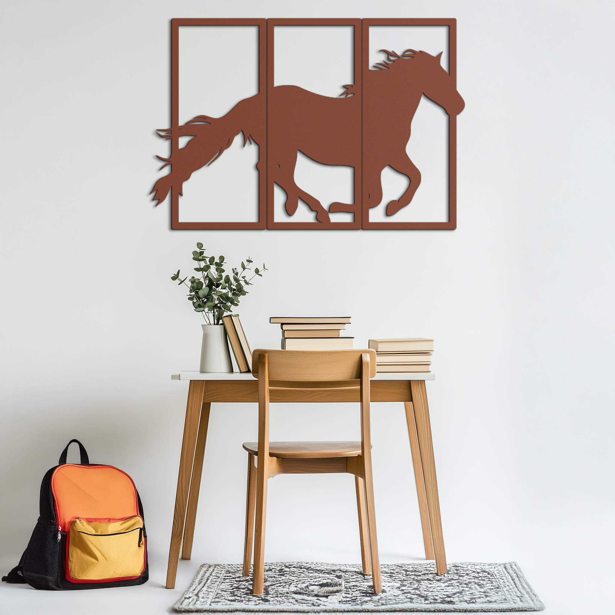 Image of Galloping Horse Metal Wall Art – 3-Panel Western Decor - KAF270