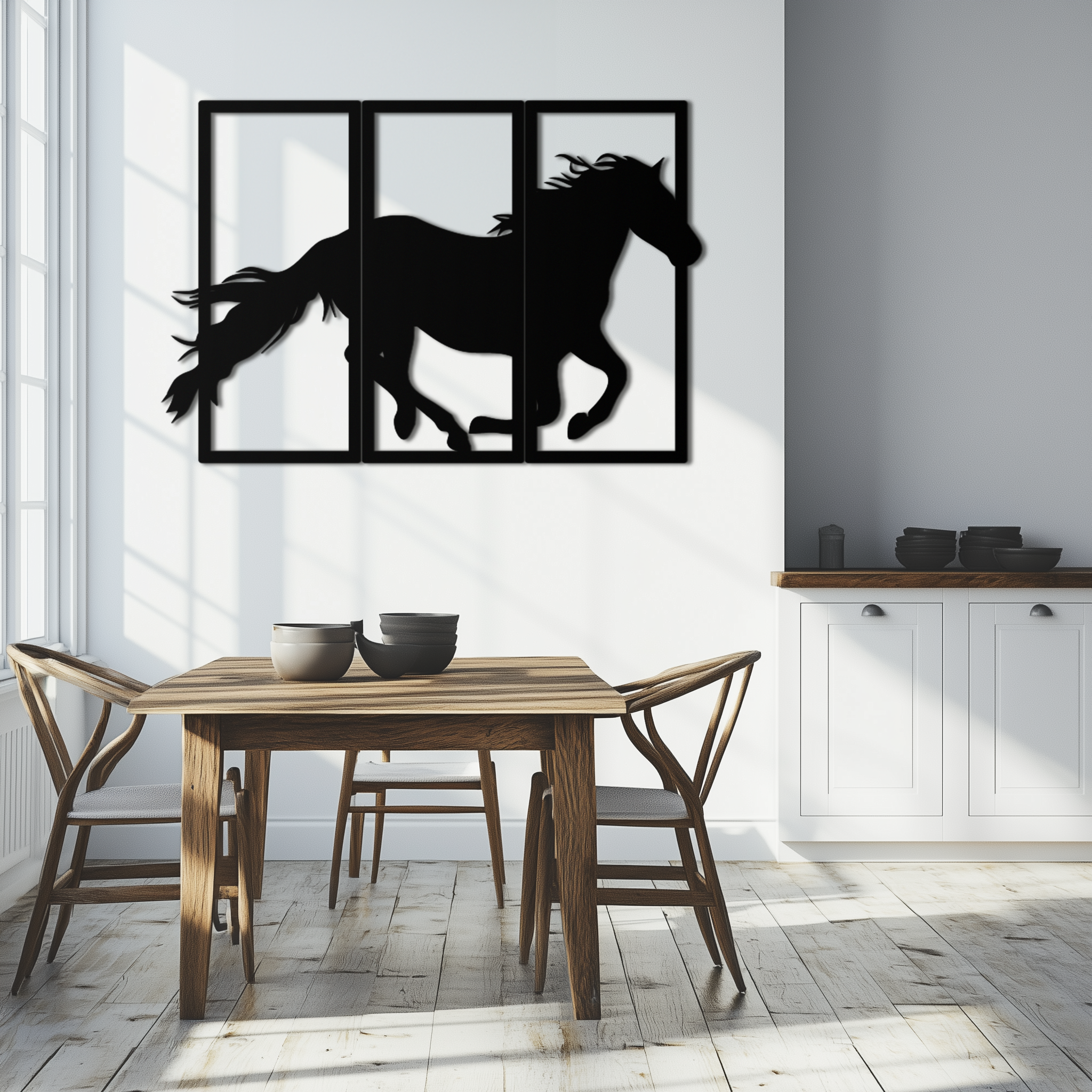Image of Galloping Horse Metal Wall Art – 3-Panel Western Decor - KAF270