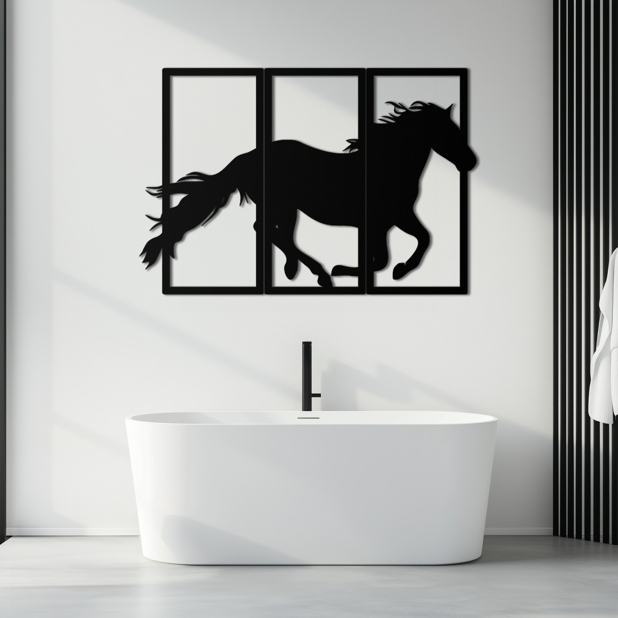 Galloping Horse Metal Wall Art – 3-Panel Western Decor - KAF270