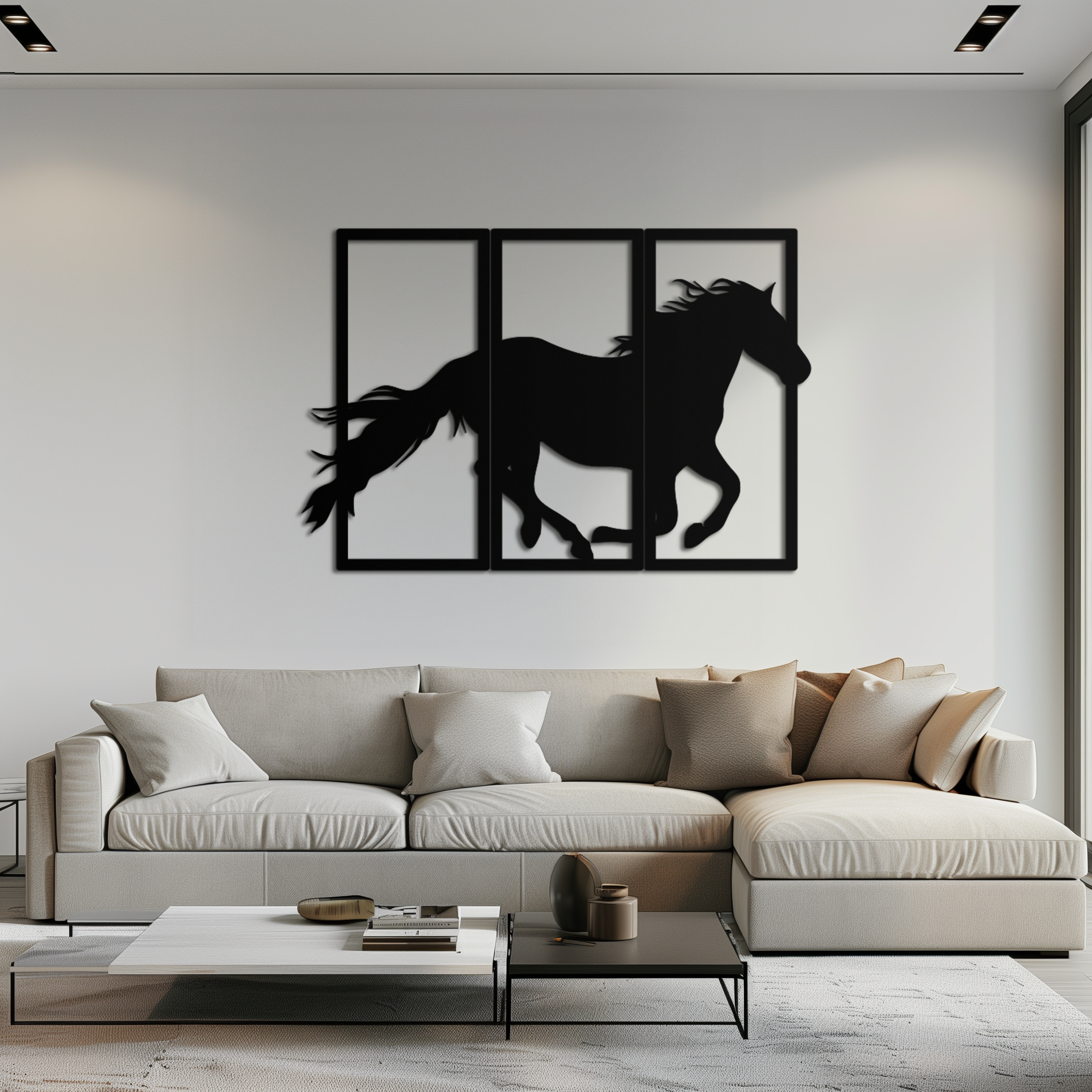 Galloping Horse Metal Wall Art – 3-Panel Western Decor - KAF270