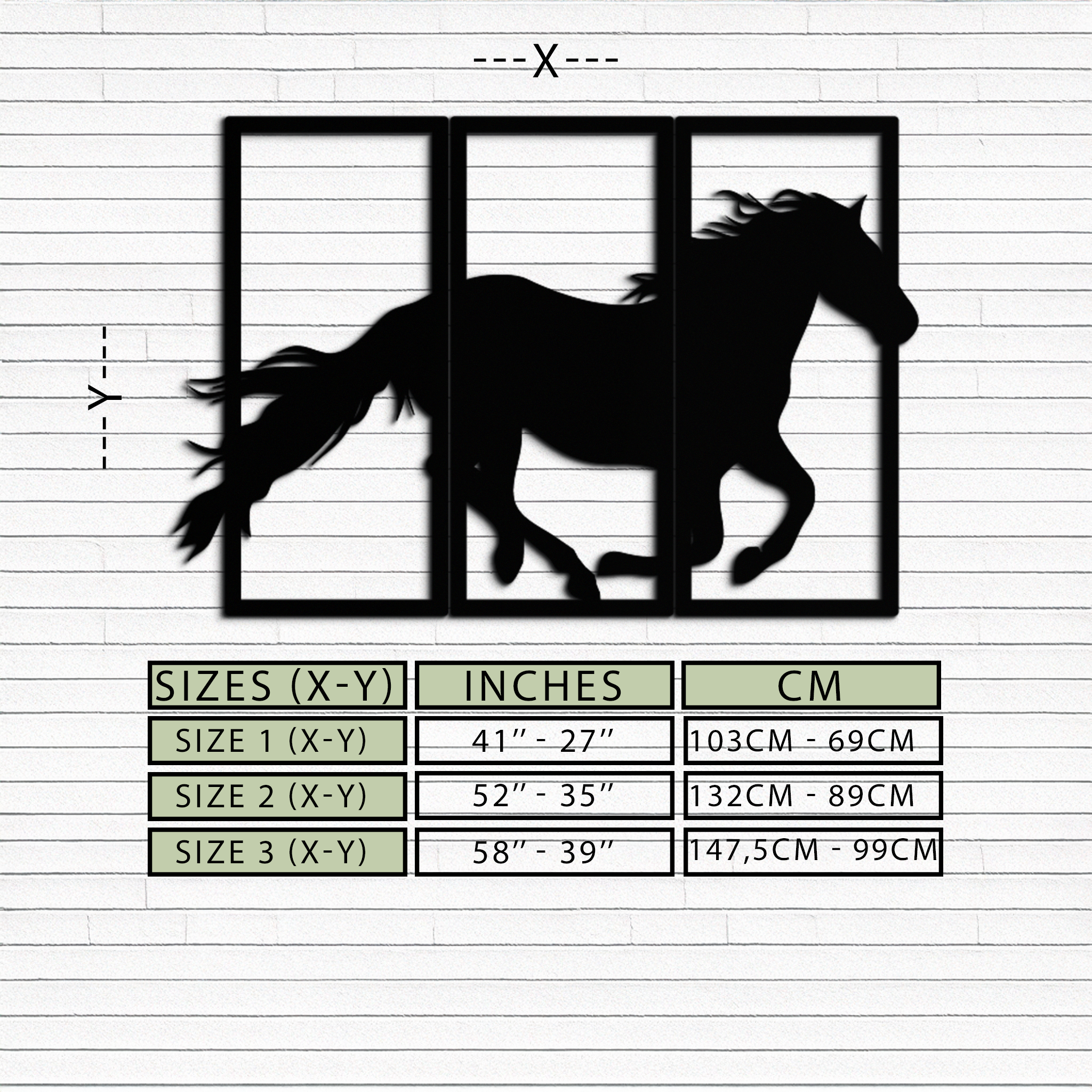 Image of Galloping Horse Metal Wall Art – 3-Panel Western Decor - KAF270