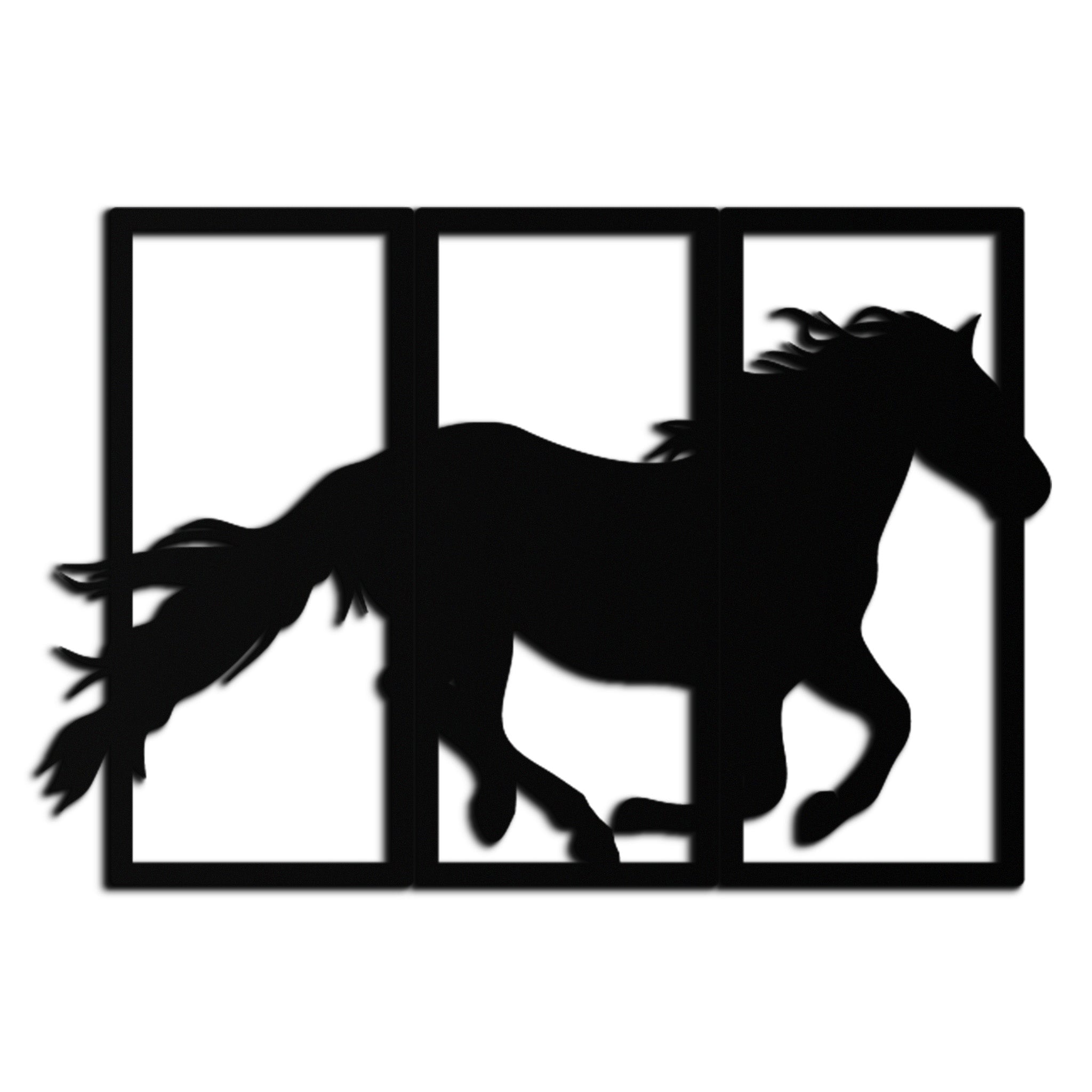 Image of Galloping Horse Metal Wall Art – 3-Panel Western Decor - KAF270
