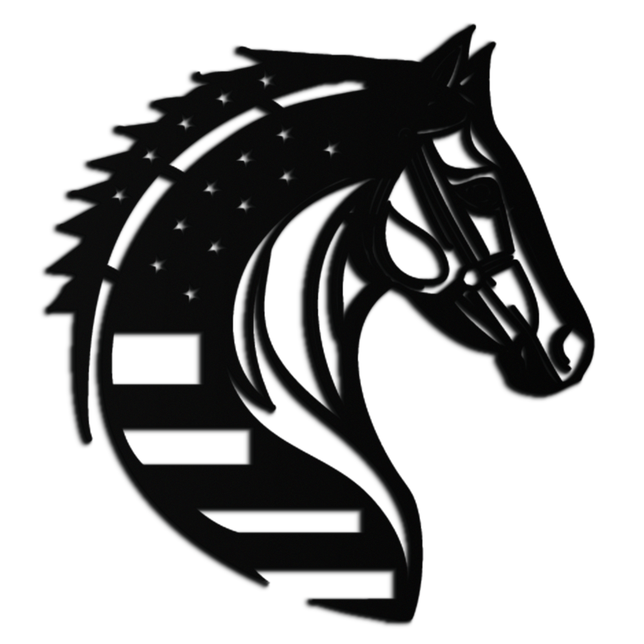 American Flag Horse Head Metal Wall Art – Patriotic Black Steel Equine Decor for Home, Barn and Ranch Interiors- KAF445