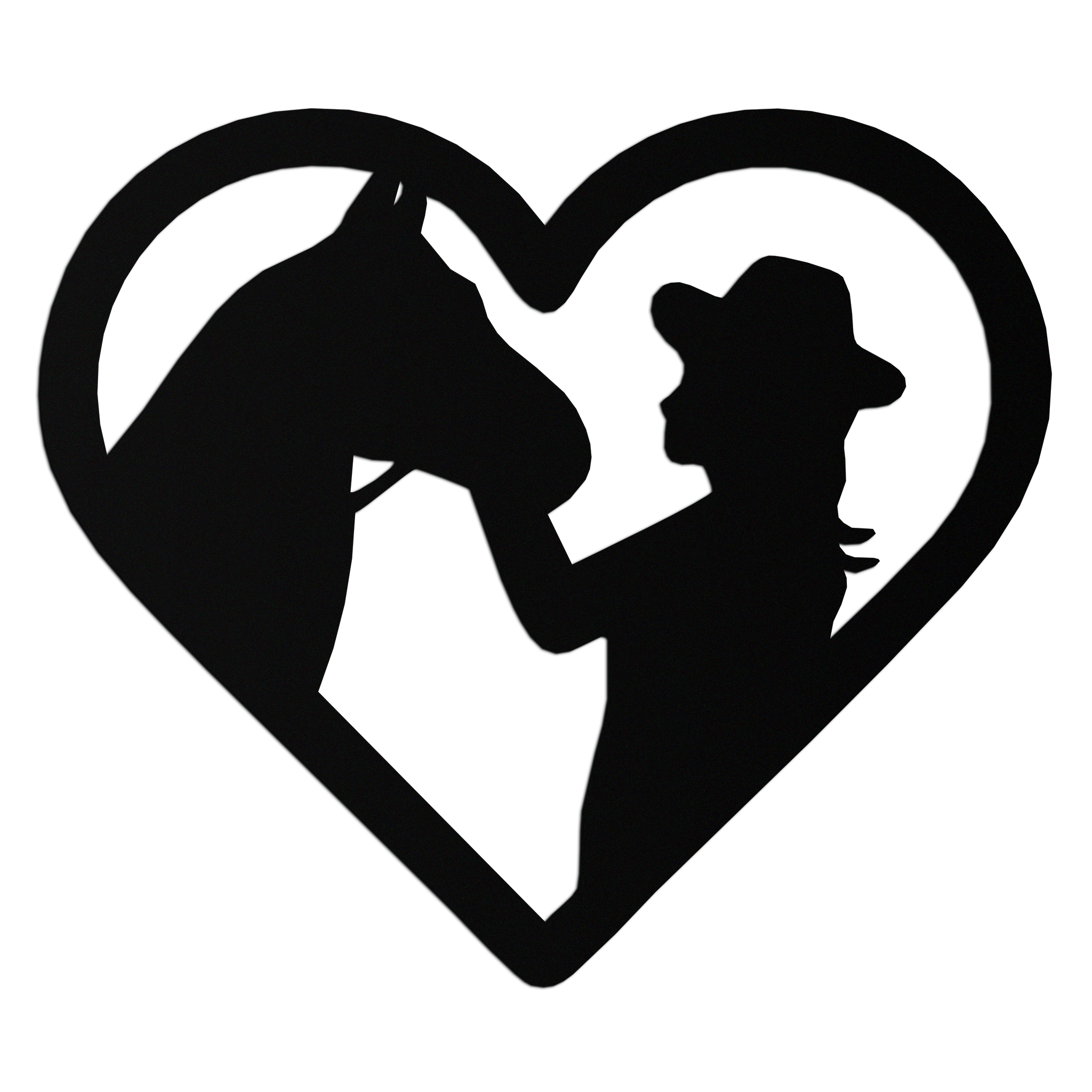 Image of Girl and Horse Silhouette Heart Metal Wall Art – Farmhouse Horse Lover Gift- KAF548
