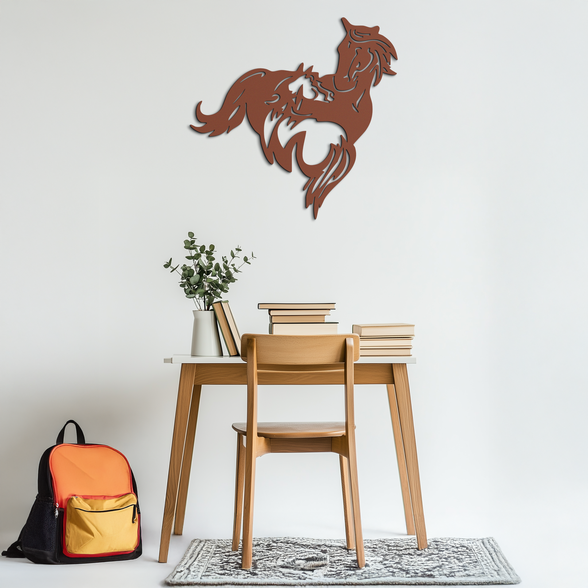 Image of Abstract Wild Horses Metal Wall Art – Dynamic Horse Silhouette Decor- KAF569