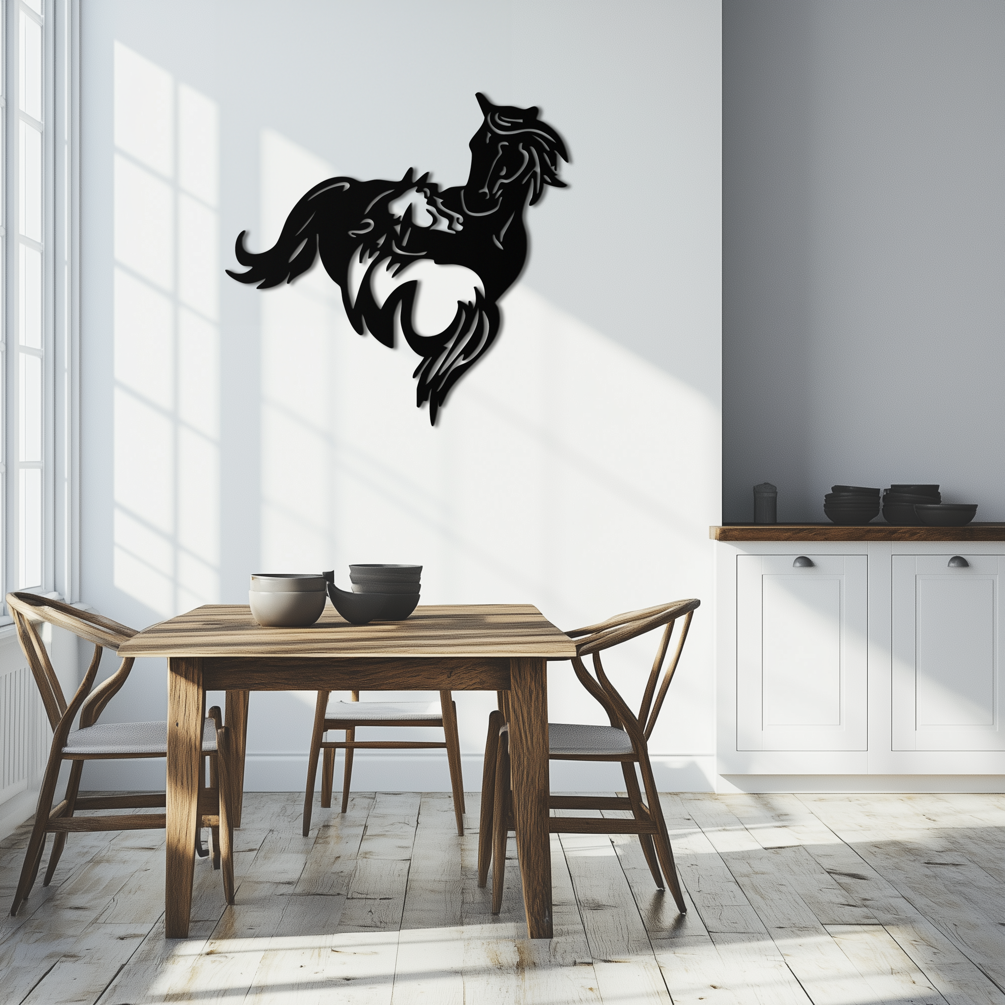 Abstract Wild Horses Metal Wall Art – Dynamic Horse Silhouette Decor- KAF569
