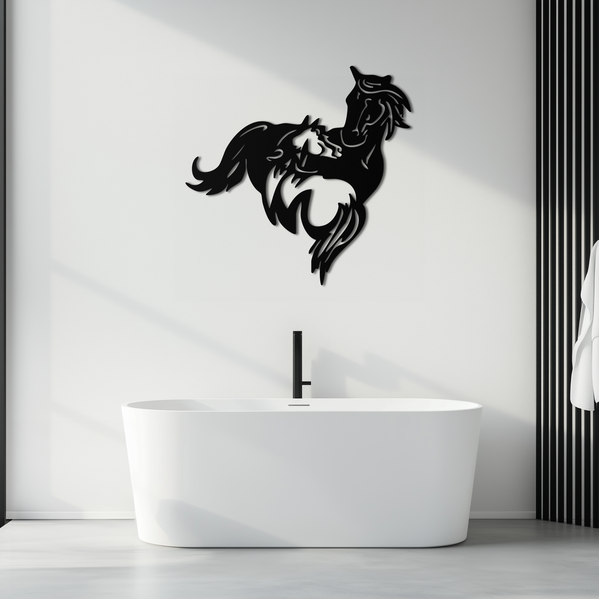 Image of Abstract Wild Horses Metal Wall Art – Dynamic Horse Silhouette Decor- KAF569