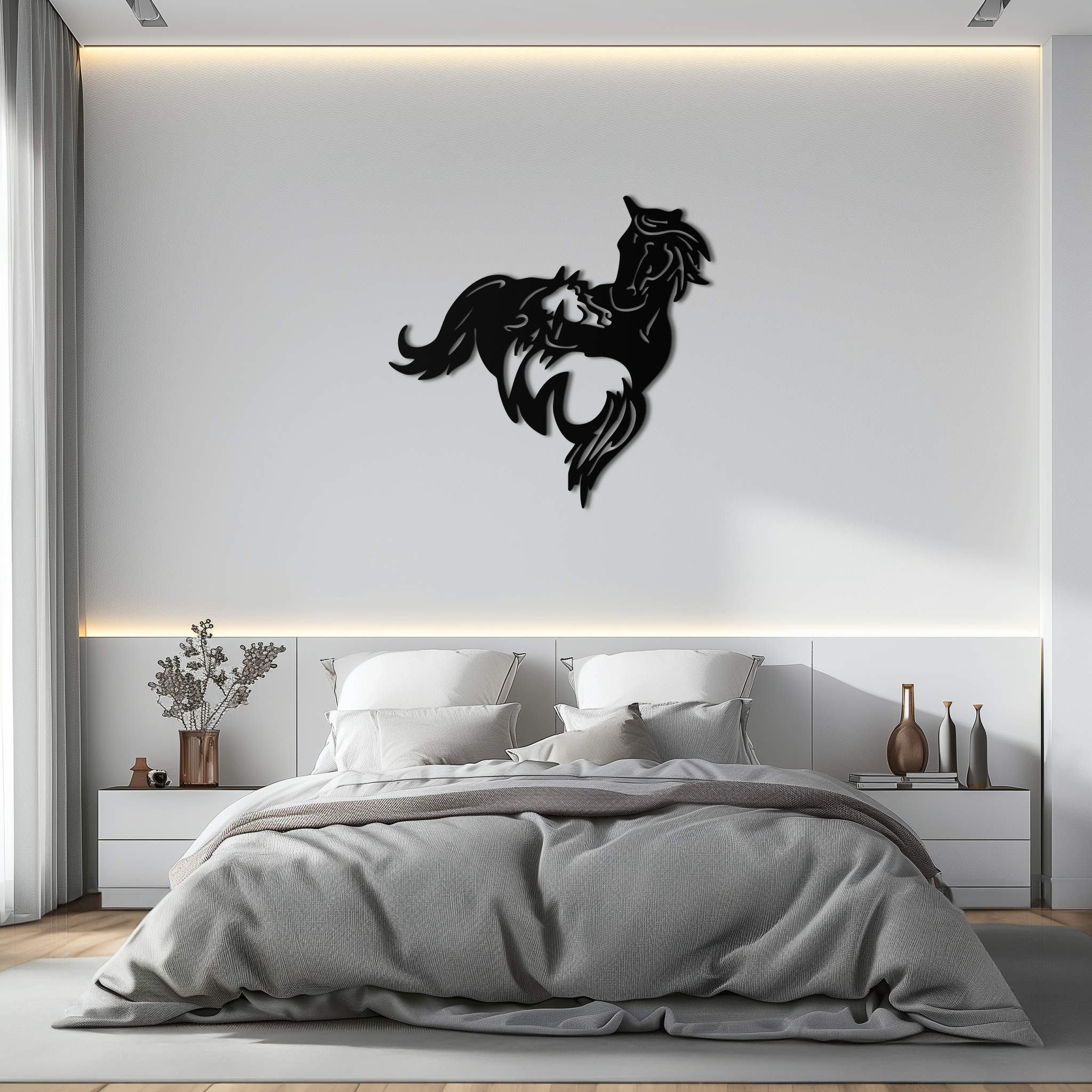 Abstract Wild Horses Metal Wall Art – Dynamic Horse Silhouette Decor- KAF569