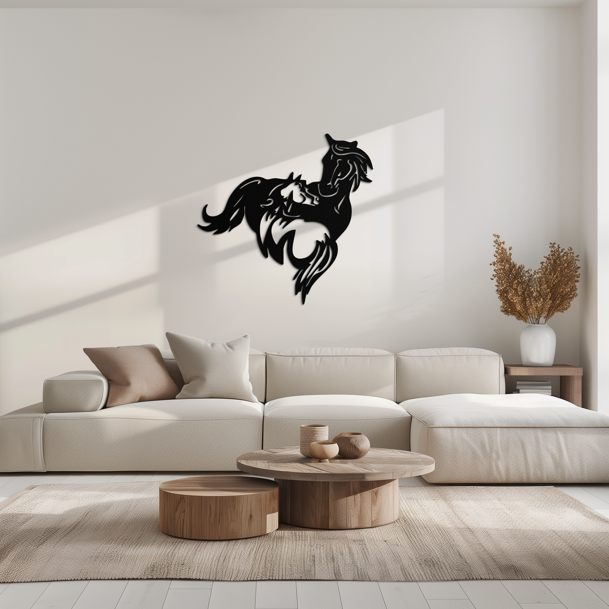Image of Abstract Wild Horses Metal Wall Art – Dynamic Horse Silhouette Decor- KAF569