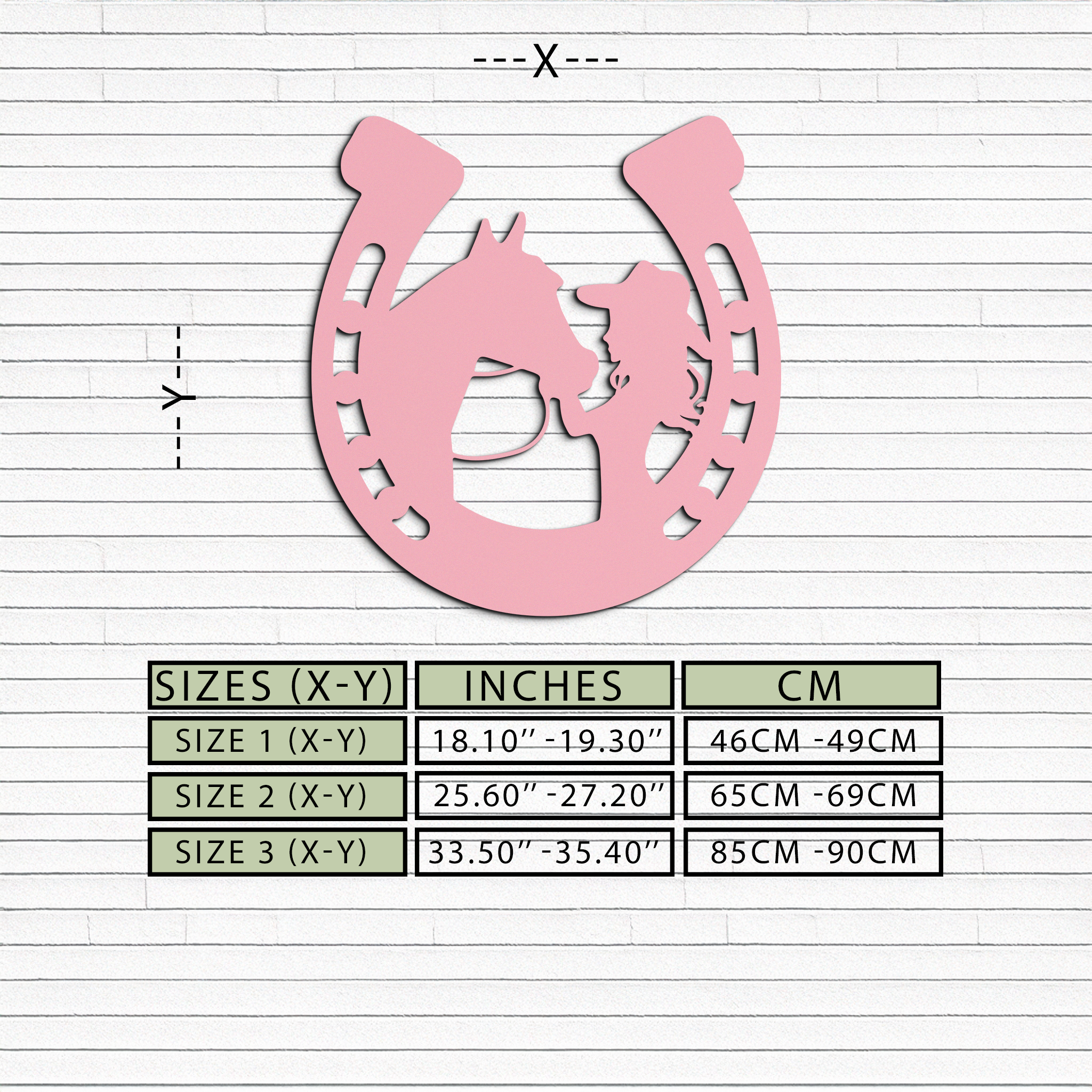 Image of Pink Cowgirl and Horse Silhouette Metal Wall Art – Western Horseshoe Decor - KAFGP023