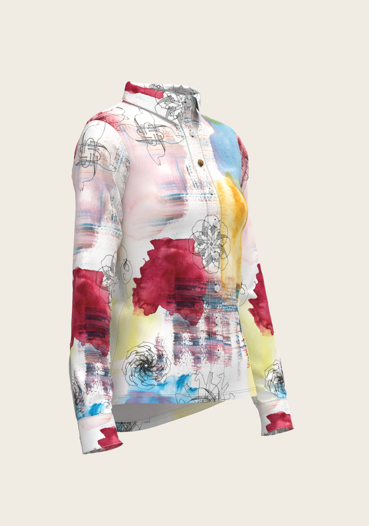 Image of Horse Flower Fair Ladies Button Shirt