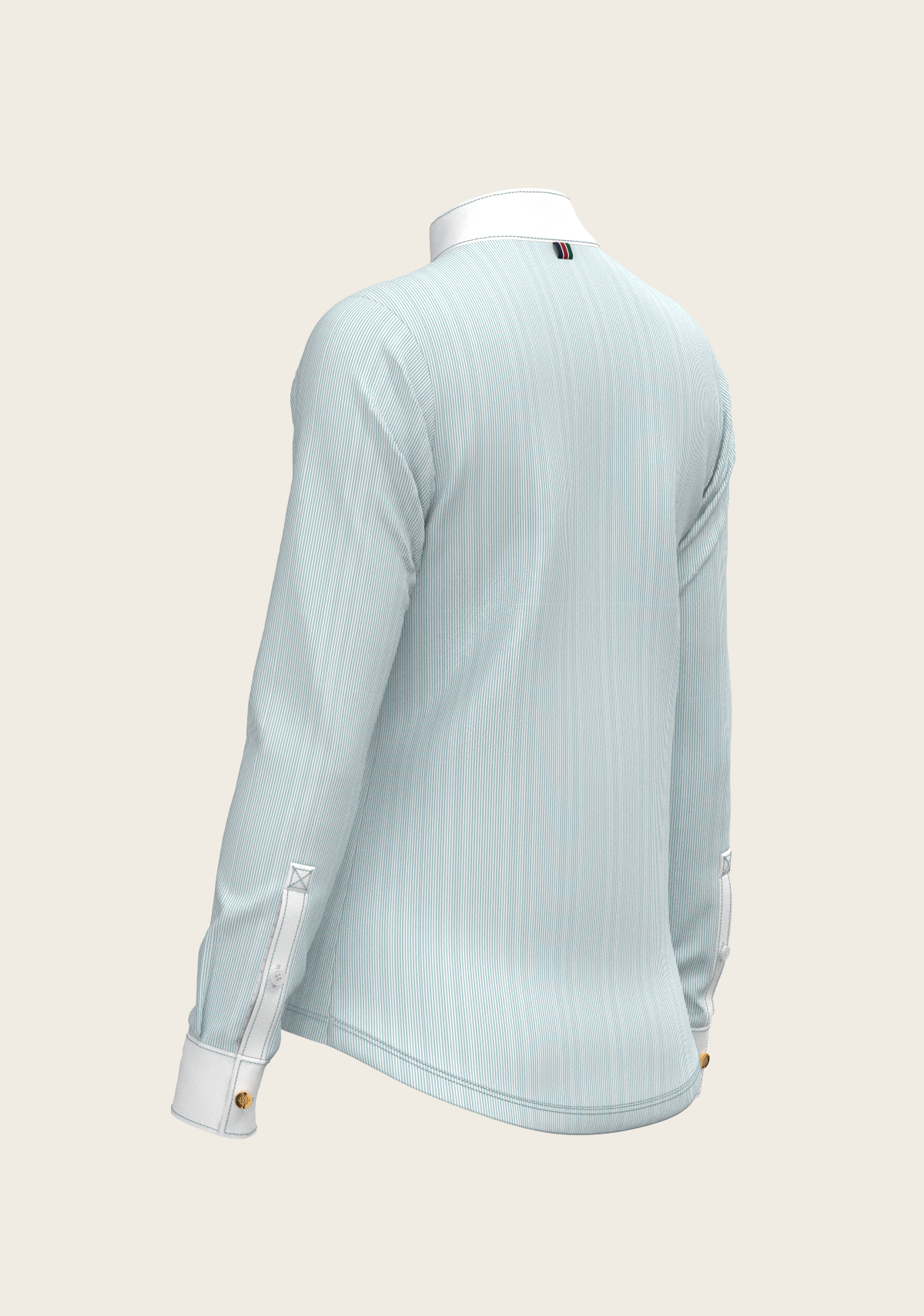 Image of Stripes in Skyblue Short Zip Long Sleeve Show Shirt