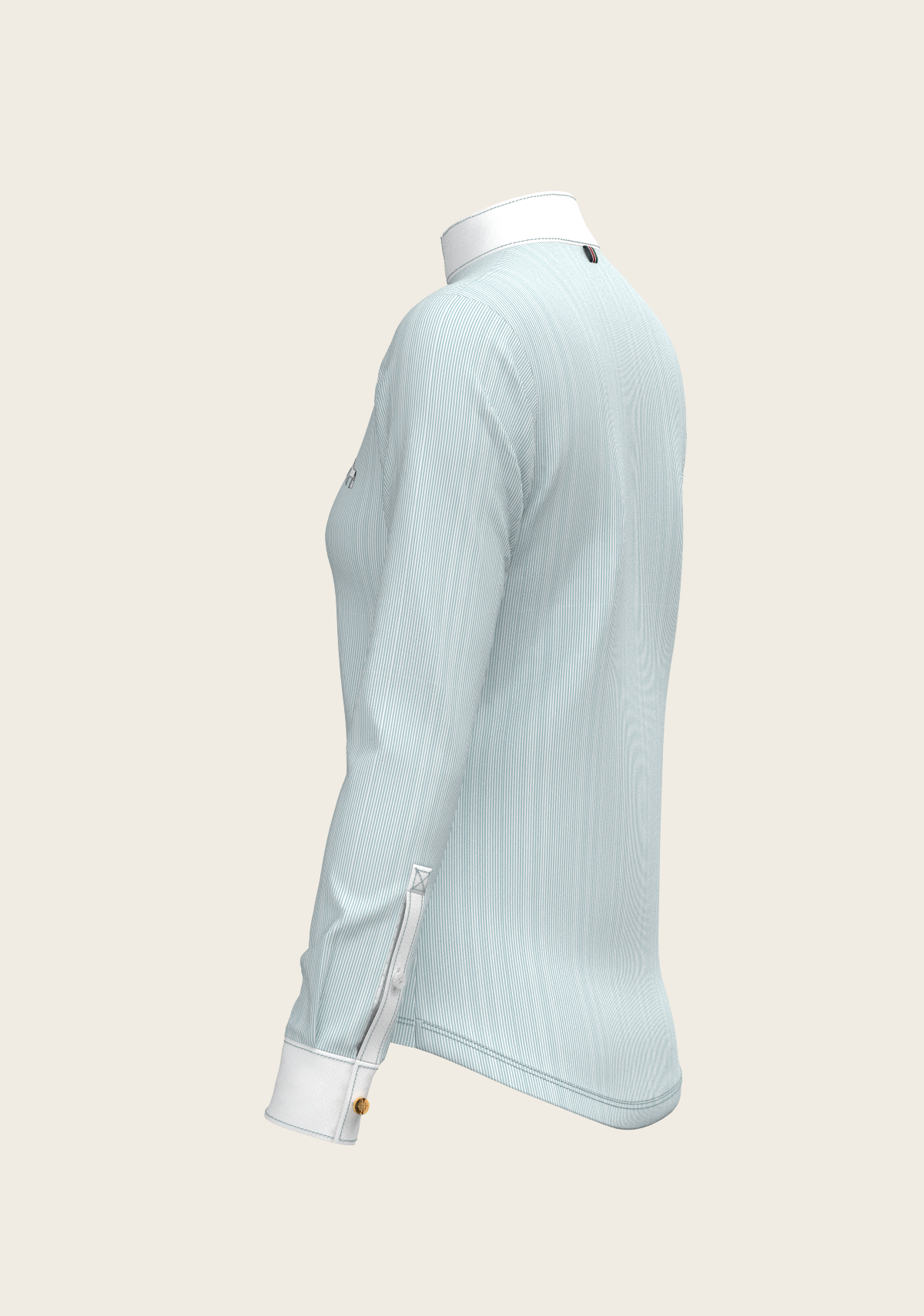 Image of Stripes in Skyblue Short Zip Long Sleeve Show Shirt