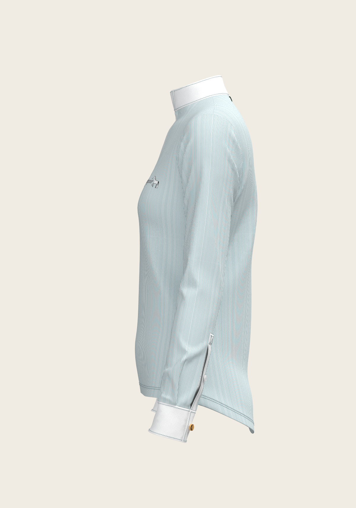 Image of Stripes in Skyblue Short Zip Long Sleeve Show Shirt