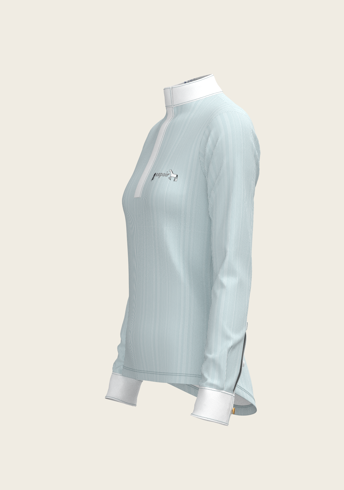 Image of Stripes in Skyblue Short Zip Long Sleeve Show Shirt
