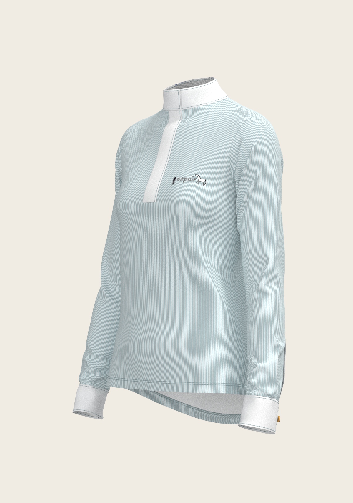 Image of Stripes in Skyblue Short Zip Long Sleeve Show Shirt