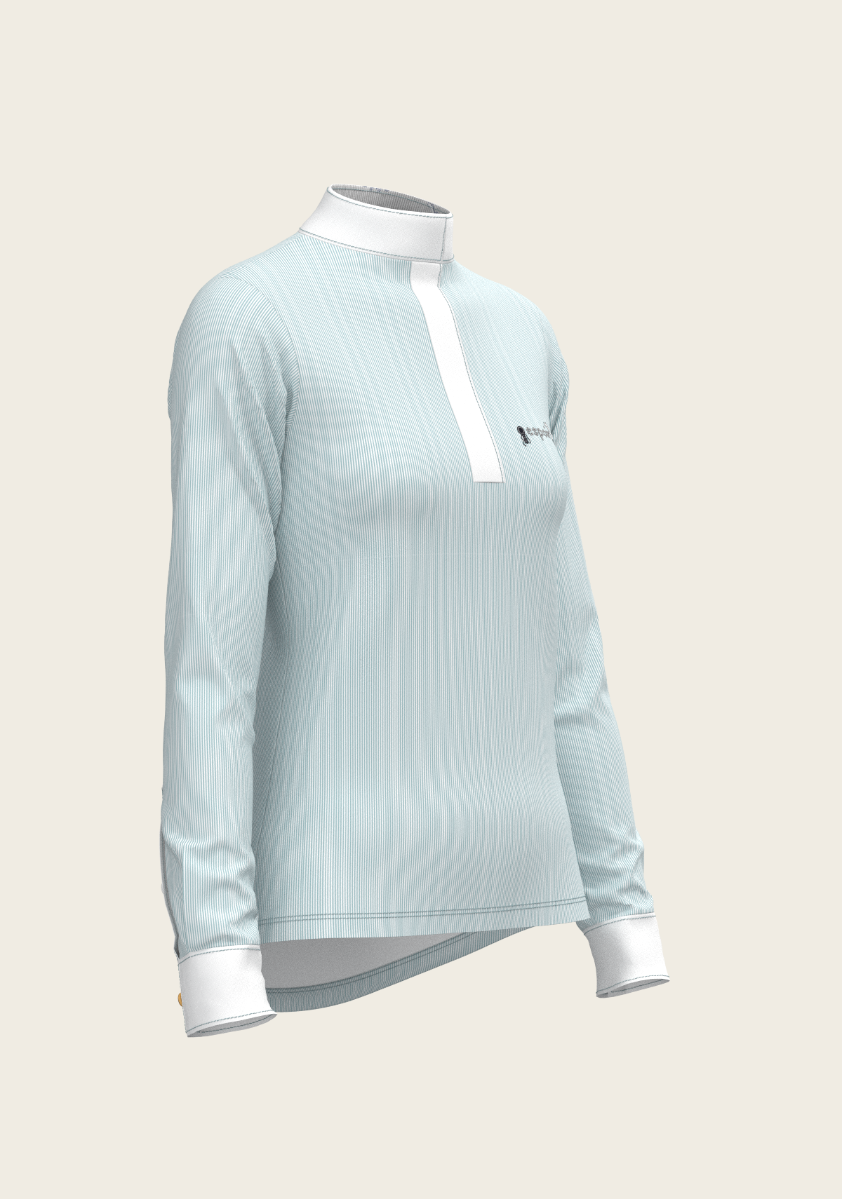 Image of Stripes in Skyblue Short Zip Long Sleeve Show Shirt
