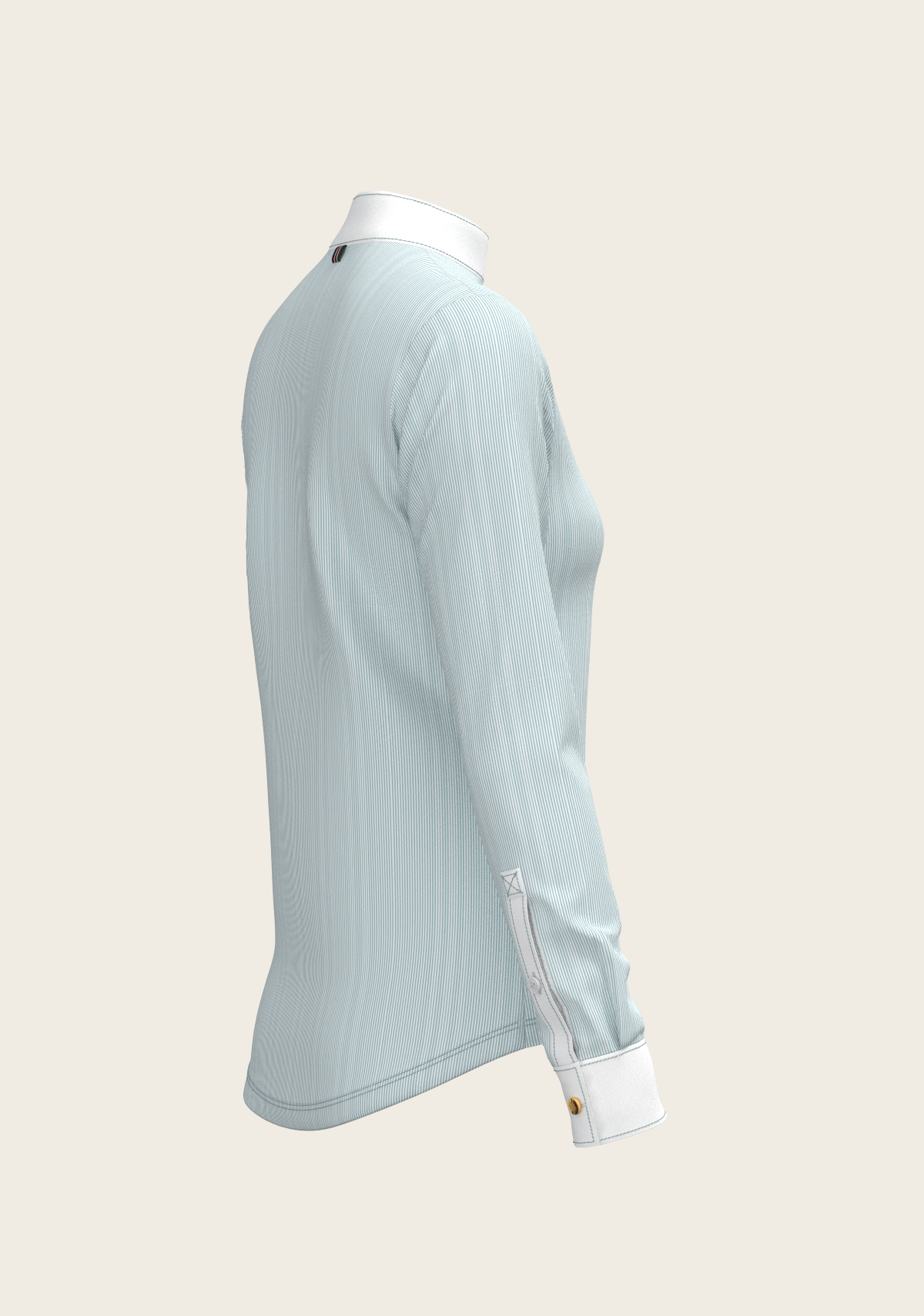 Image of Stripes in Skyblue Short Zip Long Sleeve Show Shirt
