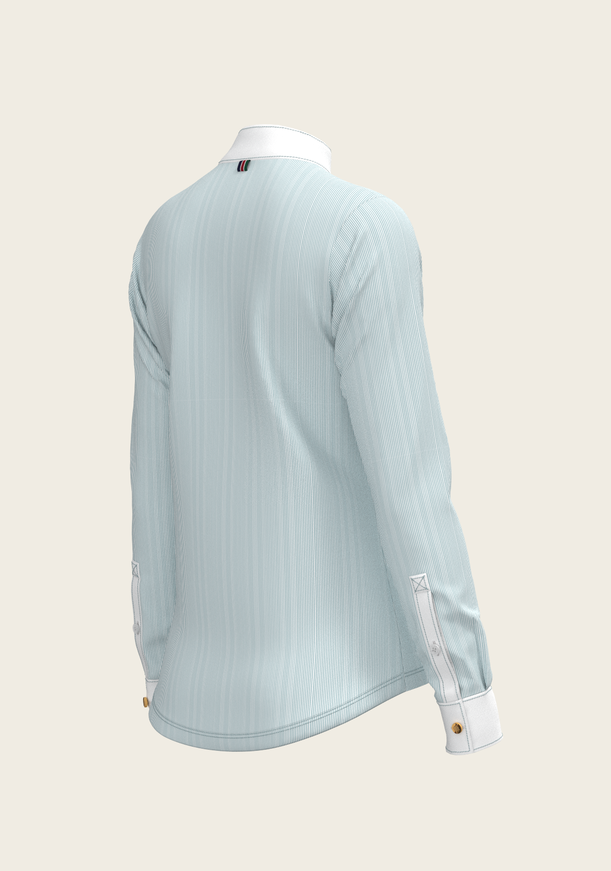 Image of Stripes in Skyblue Short Zip Long Sleeve Show Shirt