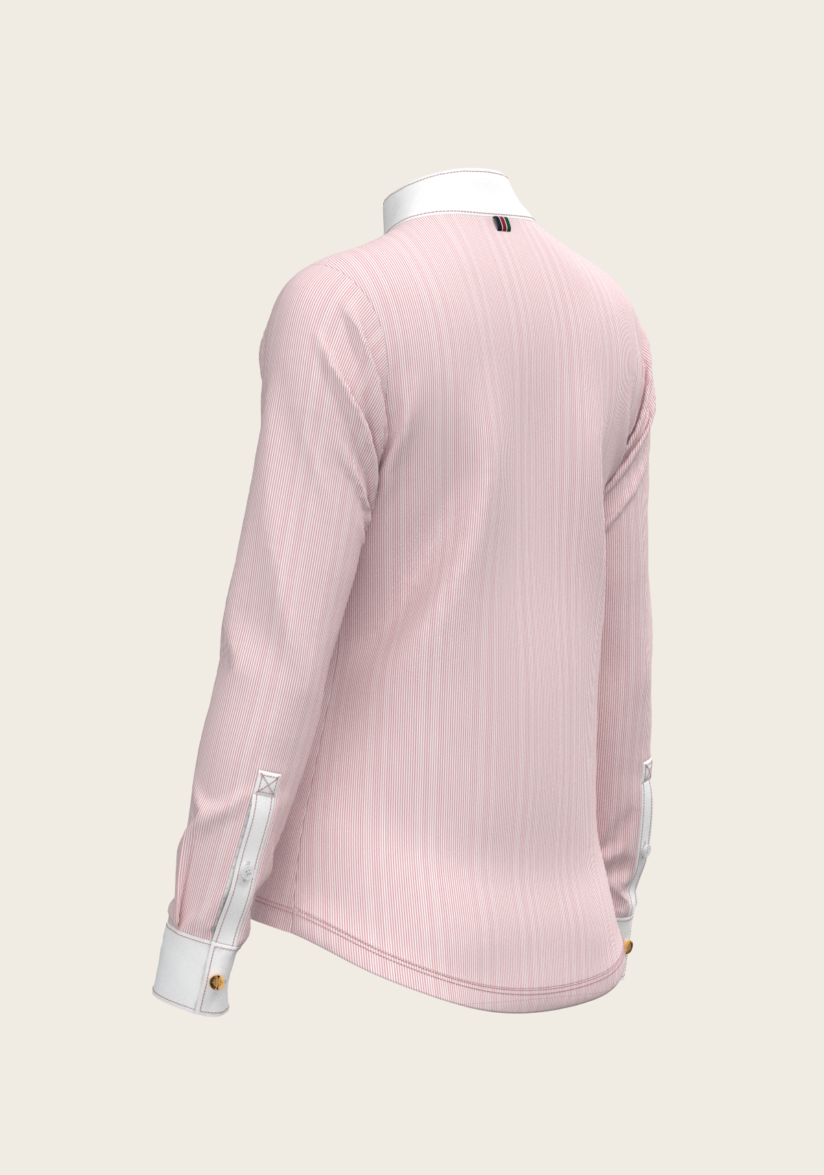  Stripes in Rose Short Zip Long Sleeve Show Shirt