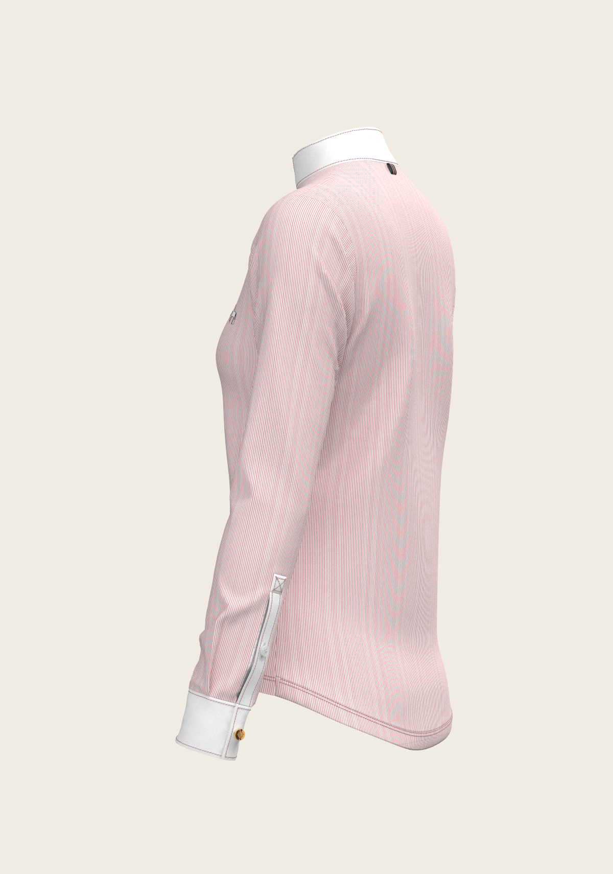  Stripes in Rose Short Zip Long Sleeve Show Shirt