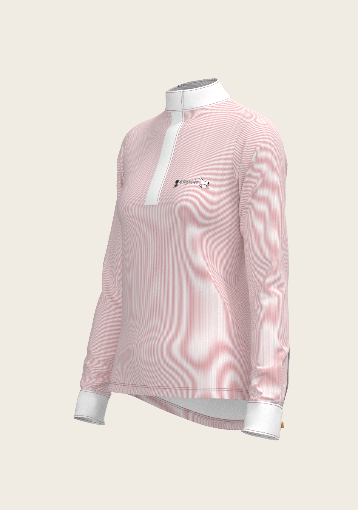  Stripes in Rose Short Zip Long Sleeve Show Shirt
