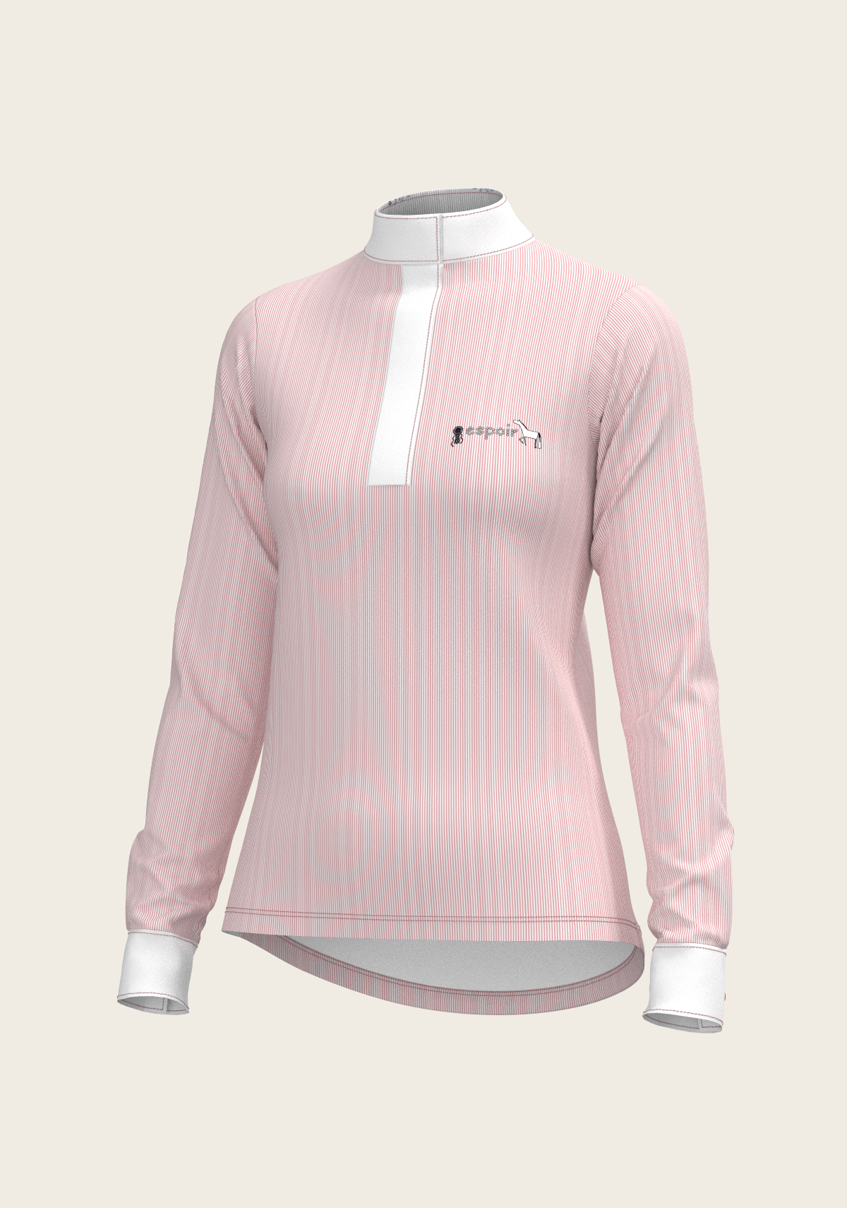  Stripes in Rose Short Zip Long Sleeve Show Shirt