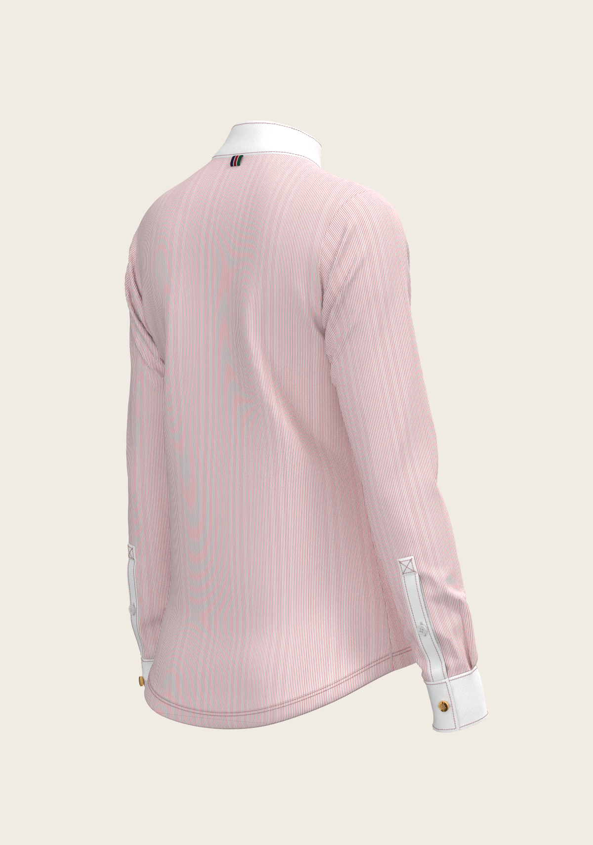  Stripes in Rose Short Zip Long Sleeve Show Shirt