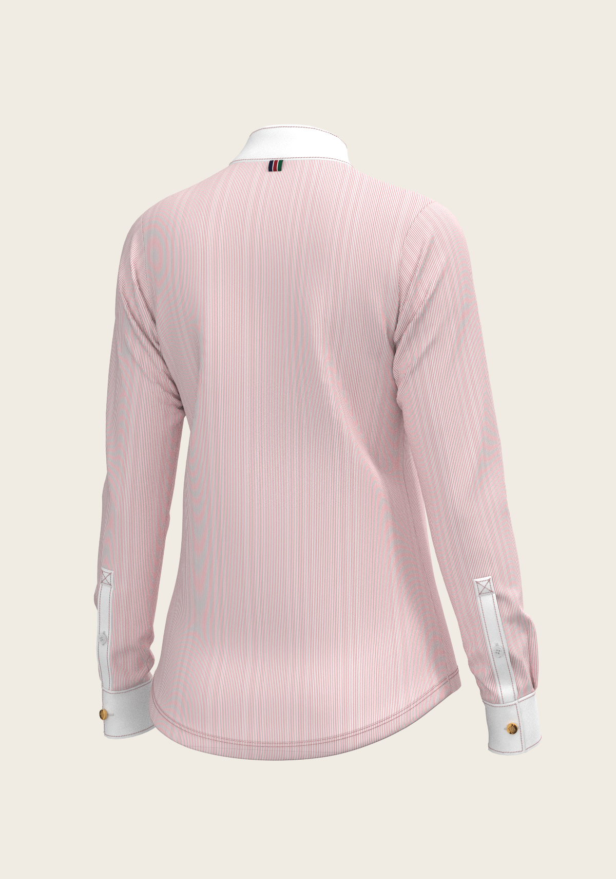 Stripes in Rose Short Zip Long Sleeve Show Shirt