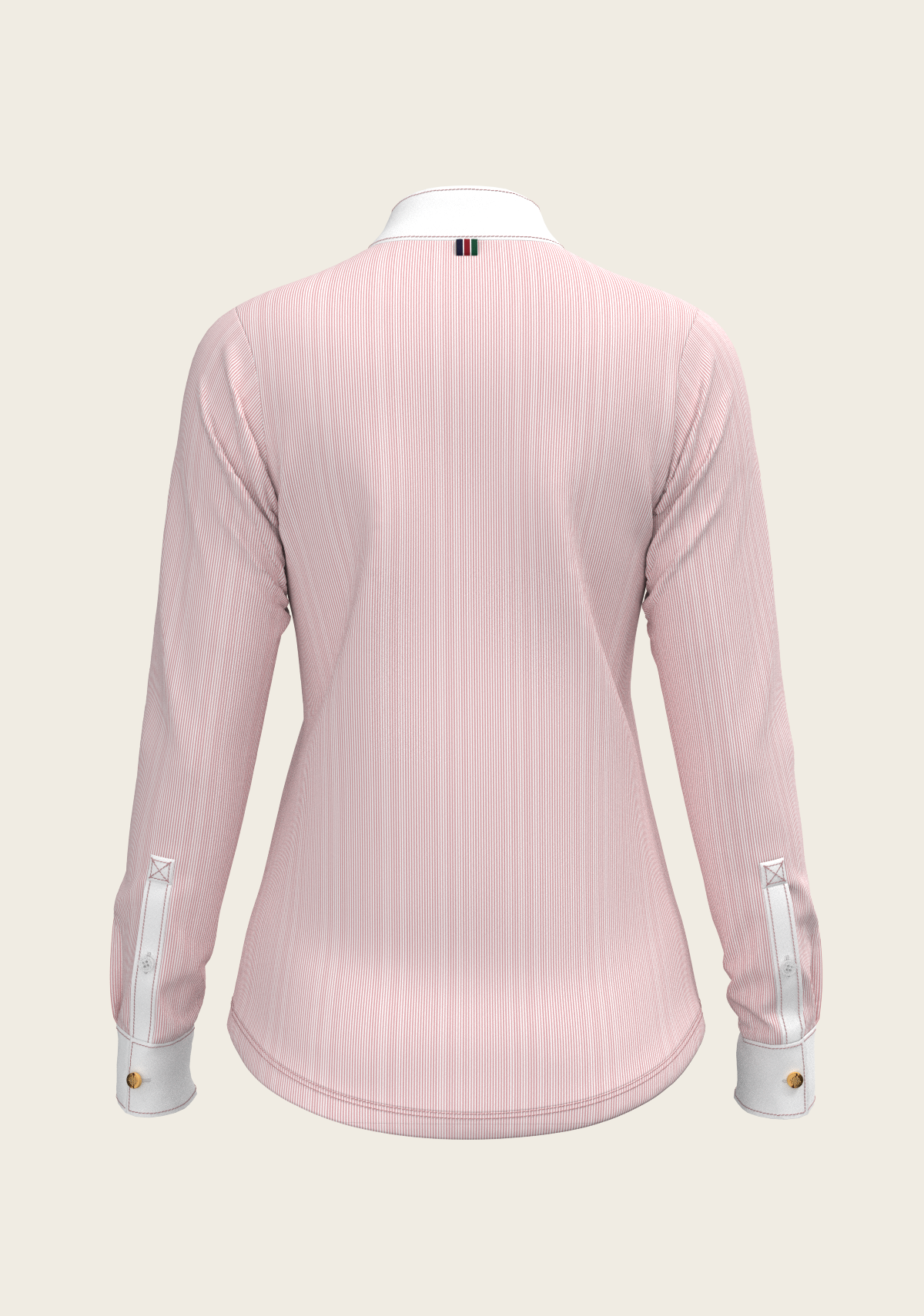 Image of  Stripes in Rose Short Zip Long Sleeve Show Shirt