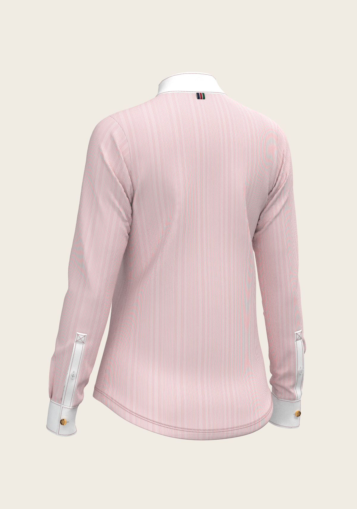  Stripes in Rose Short Zip Long Sleeve Show Shirt