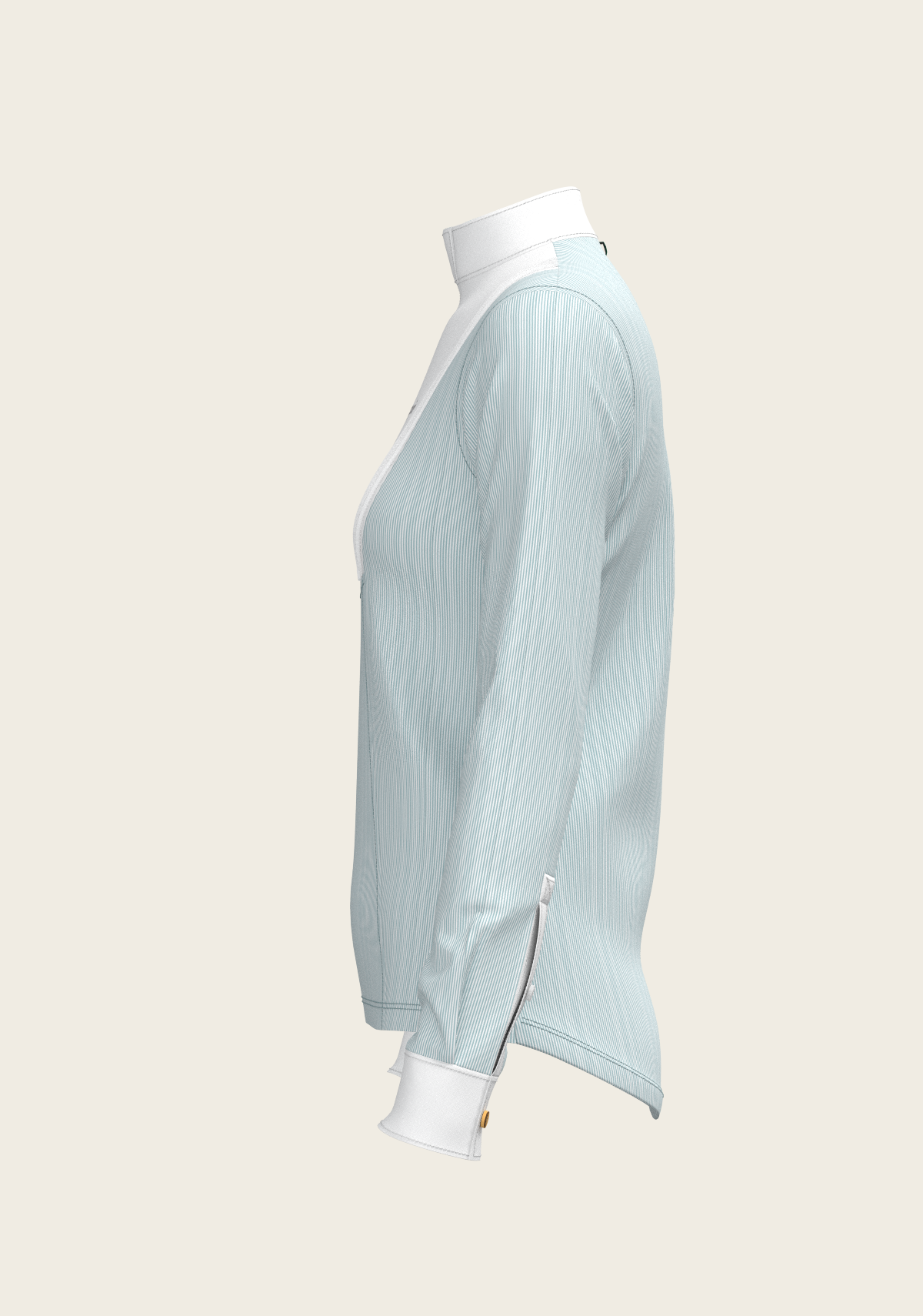 Image of  Stripes in Sky Blue Short Pleated Long Sleeve Show Shirt
