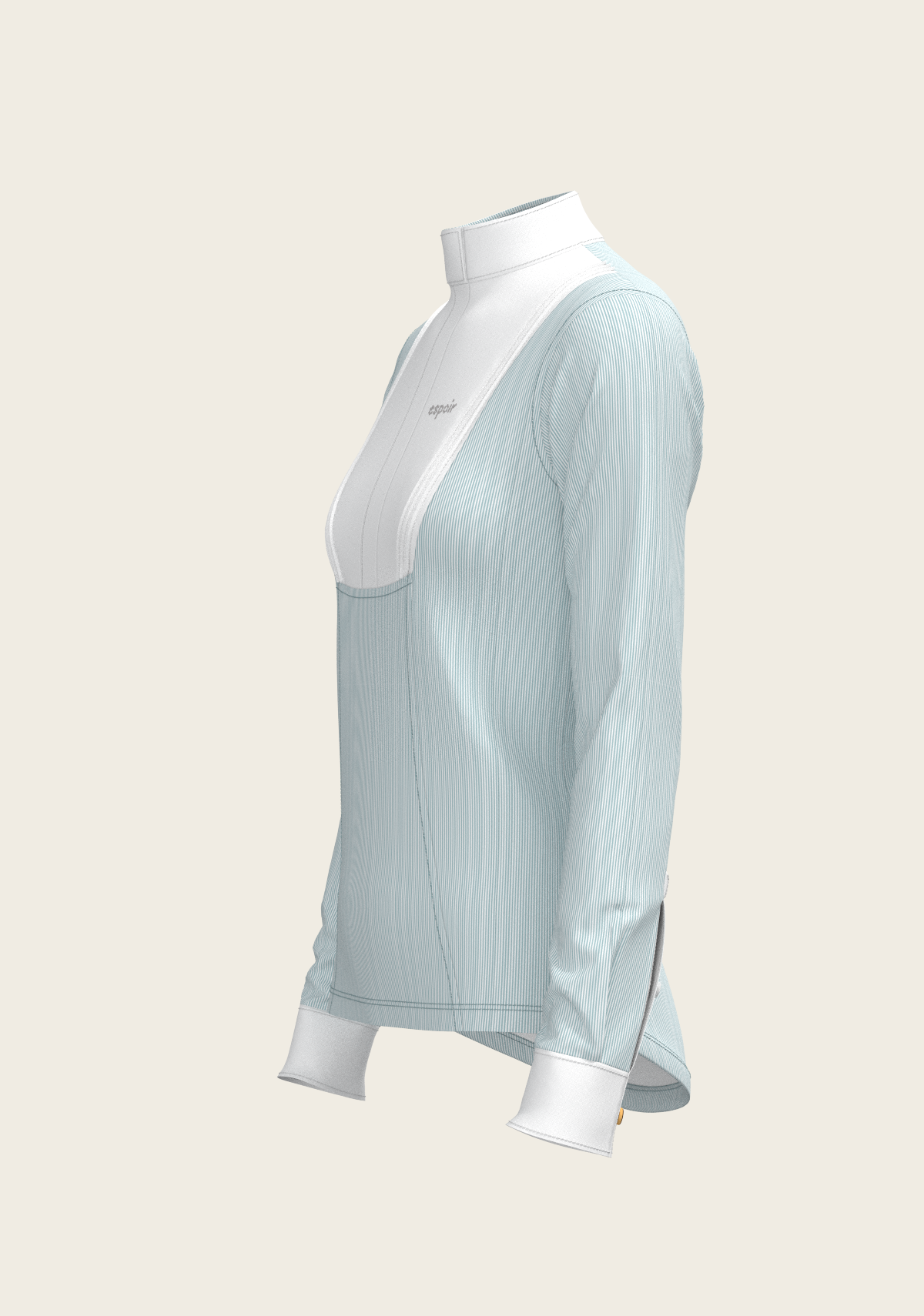 Image of  Stripes in Sky Blue Short Pleated Long Sleeve Show Shirt