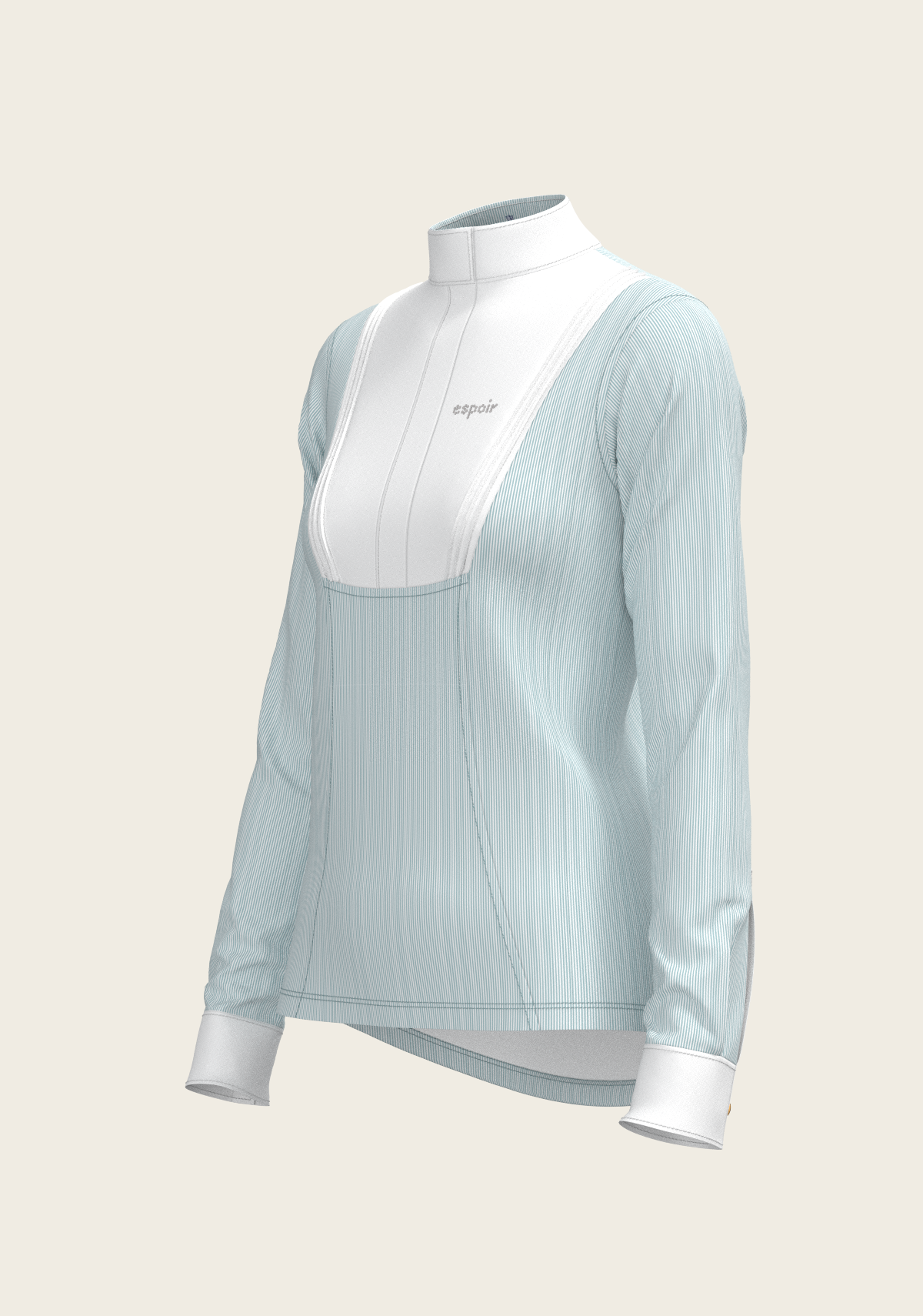 Image of  Stripes in Sky Blue Short Pleated Long Sleeve Show Shirt