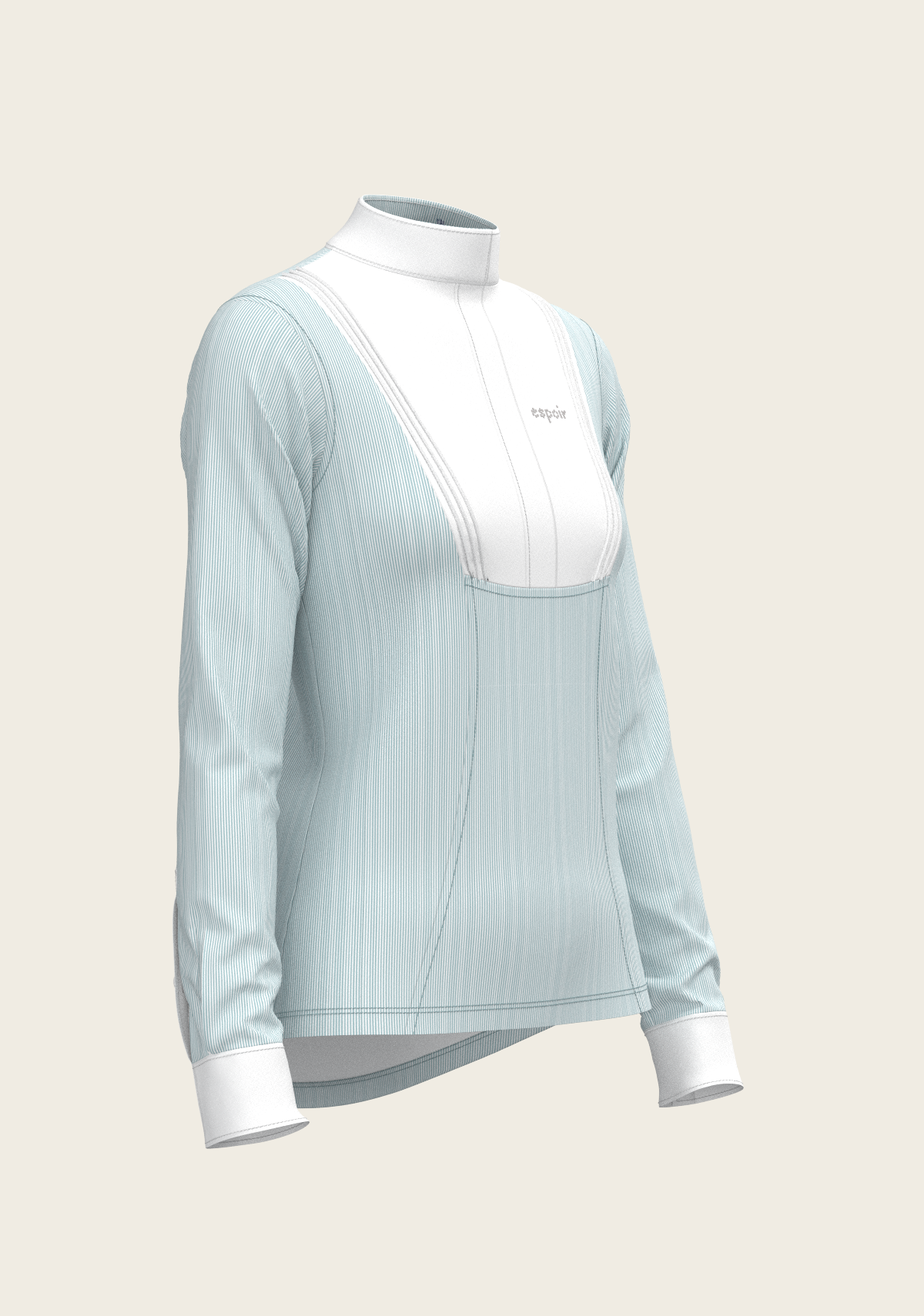 Image of  Stripes in Sky Blue Short Pleated Long Sleeve Show Shirt