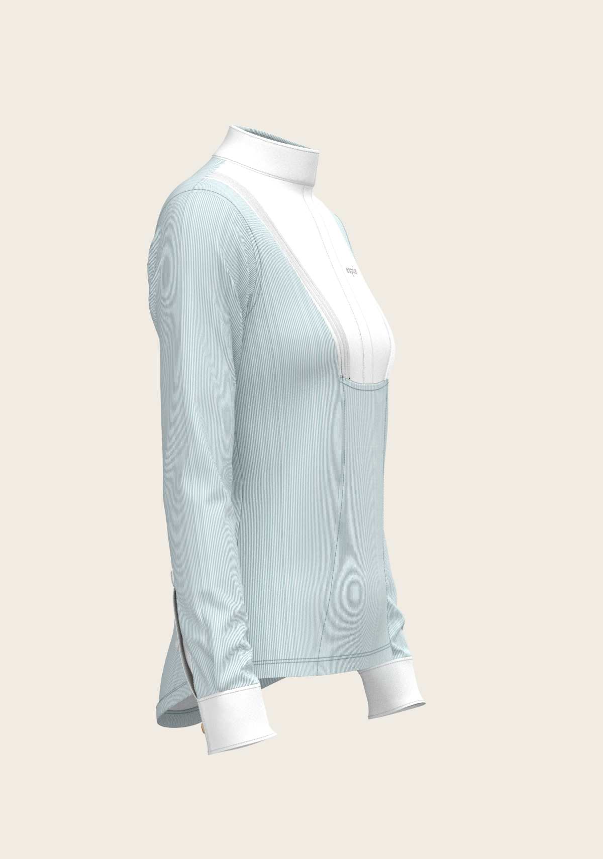 Image of  Stripes in Sky Blue Short Pleated Long Sleeve Show Shirt