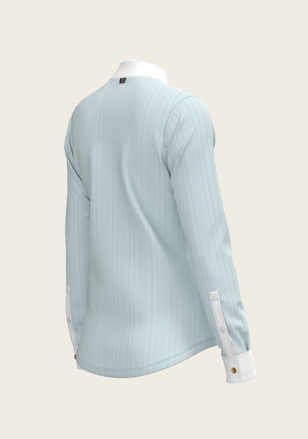 Image of  Stripes in Sky Blue Short Pleated Long Sleeve Show Shirt