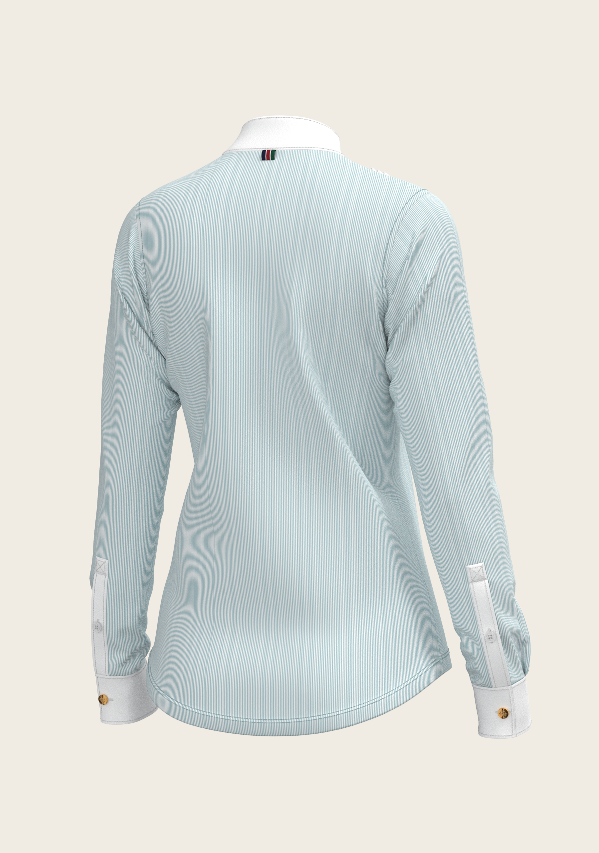 Image of  Stripes in Sky Blue Short Pleated Long Sleeve Show Shirt
