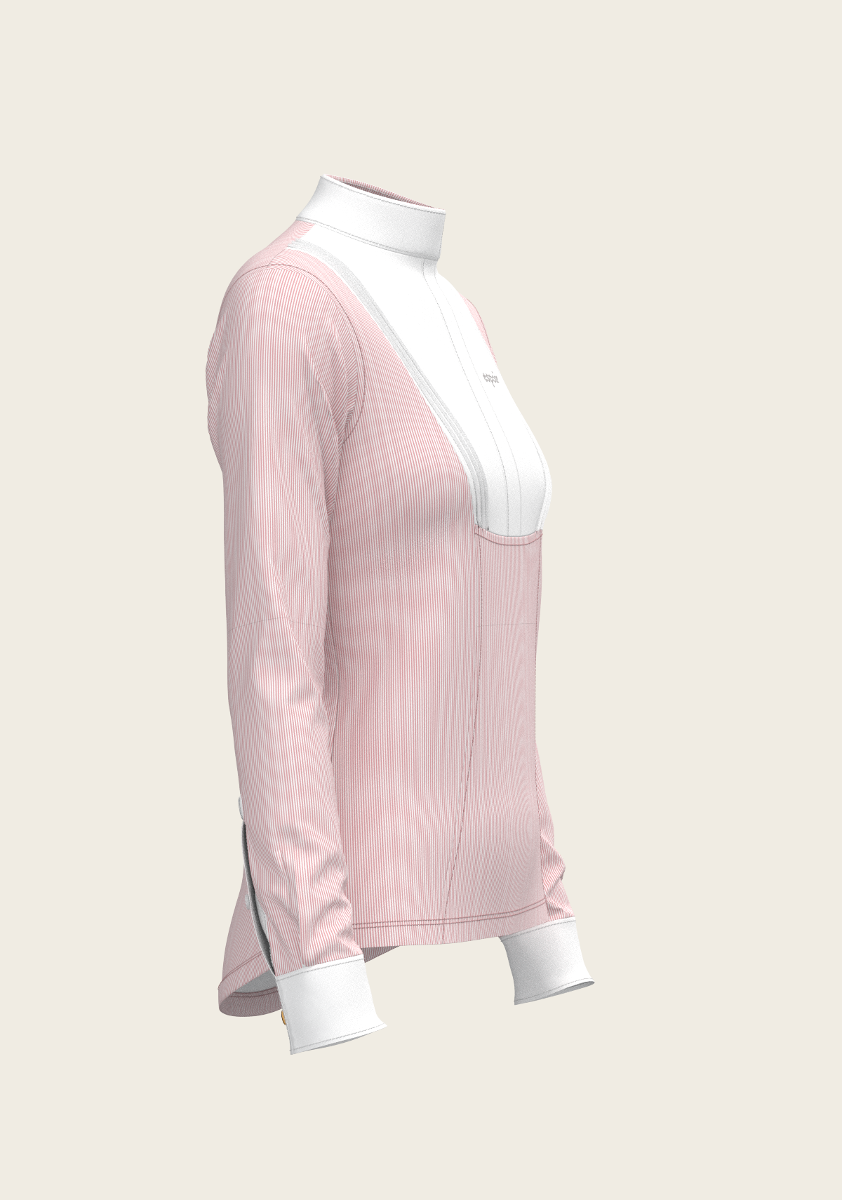 Stripes in Rose Short Pleated Long Sleeve Show Shirt