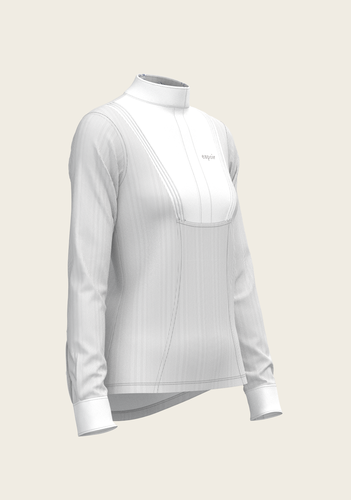 Image of  Stripes in Grey Short Pleated Long Sleeve Show Shirt