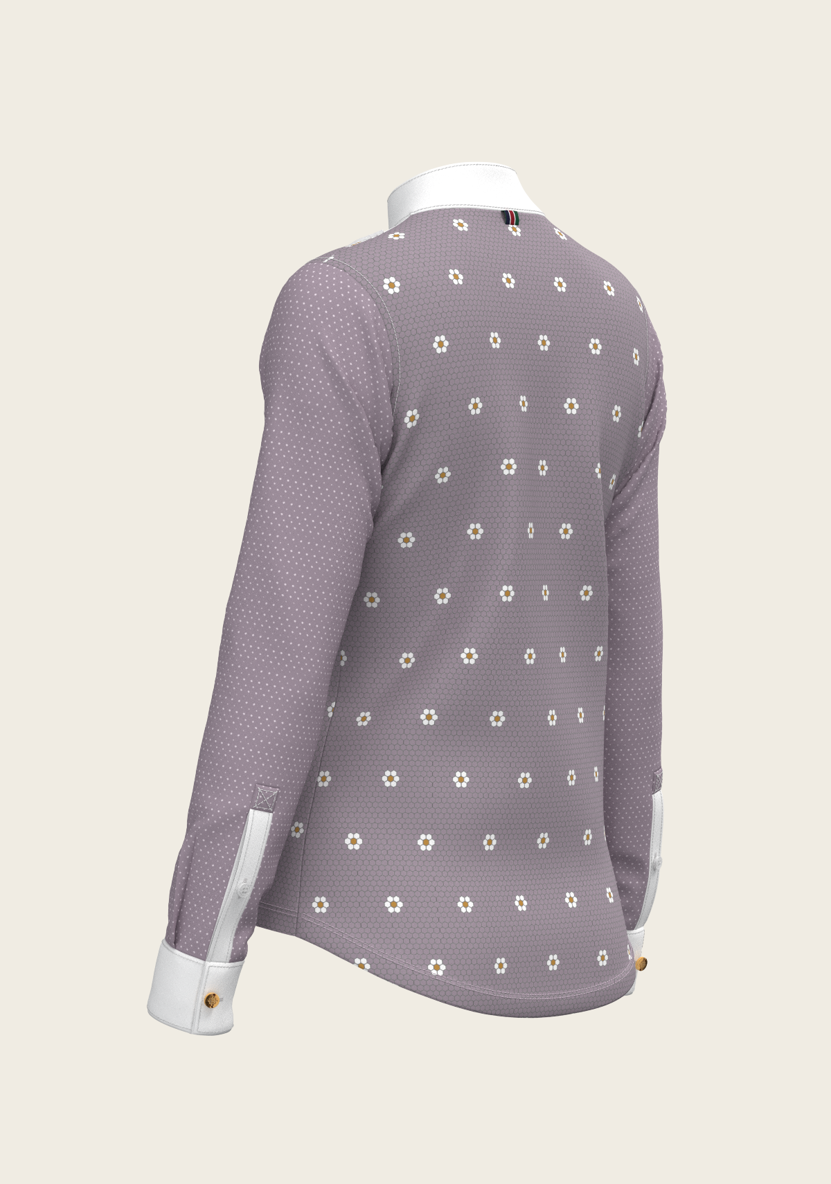 Image of Mosaic Daises in Lavender Short Pleated Long Sleeve Show Shirt